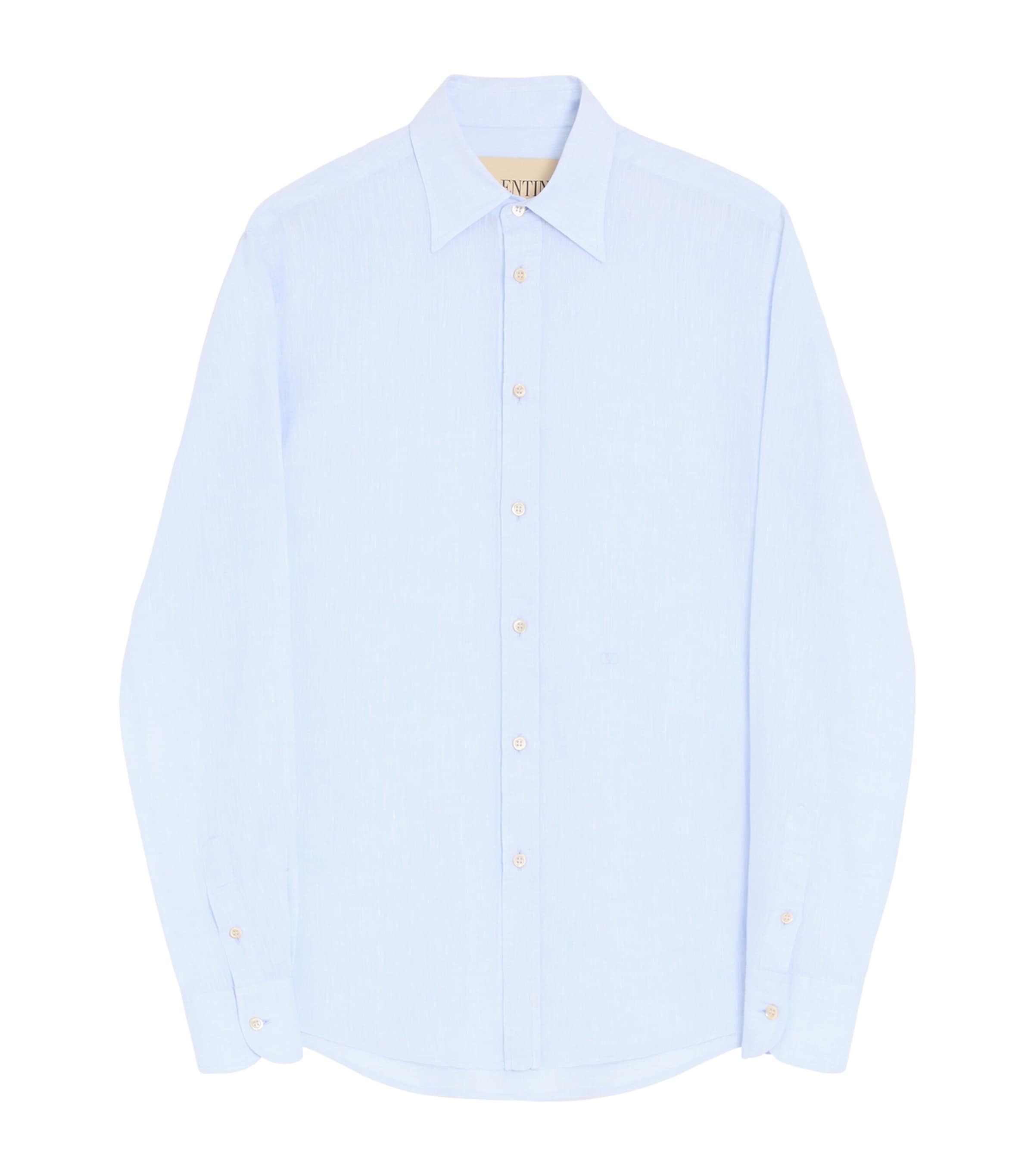 Valentino Mens Linen VLogo Embroidery Shirt Image 1
