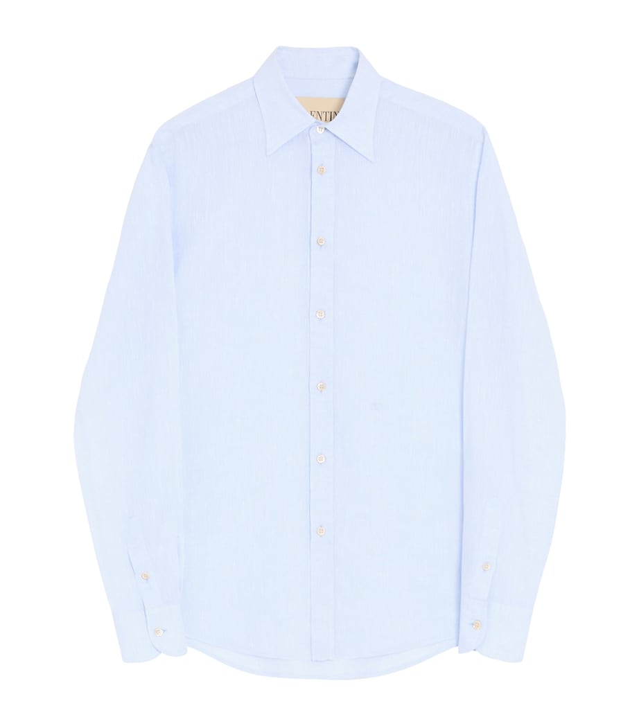 Valentino Mens Linen VLogo Embroidery Shirt Image 1