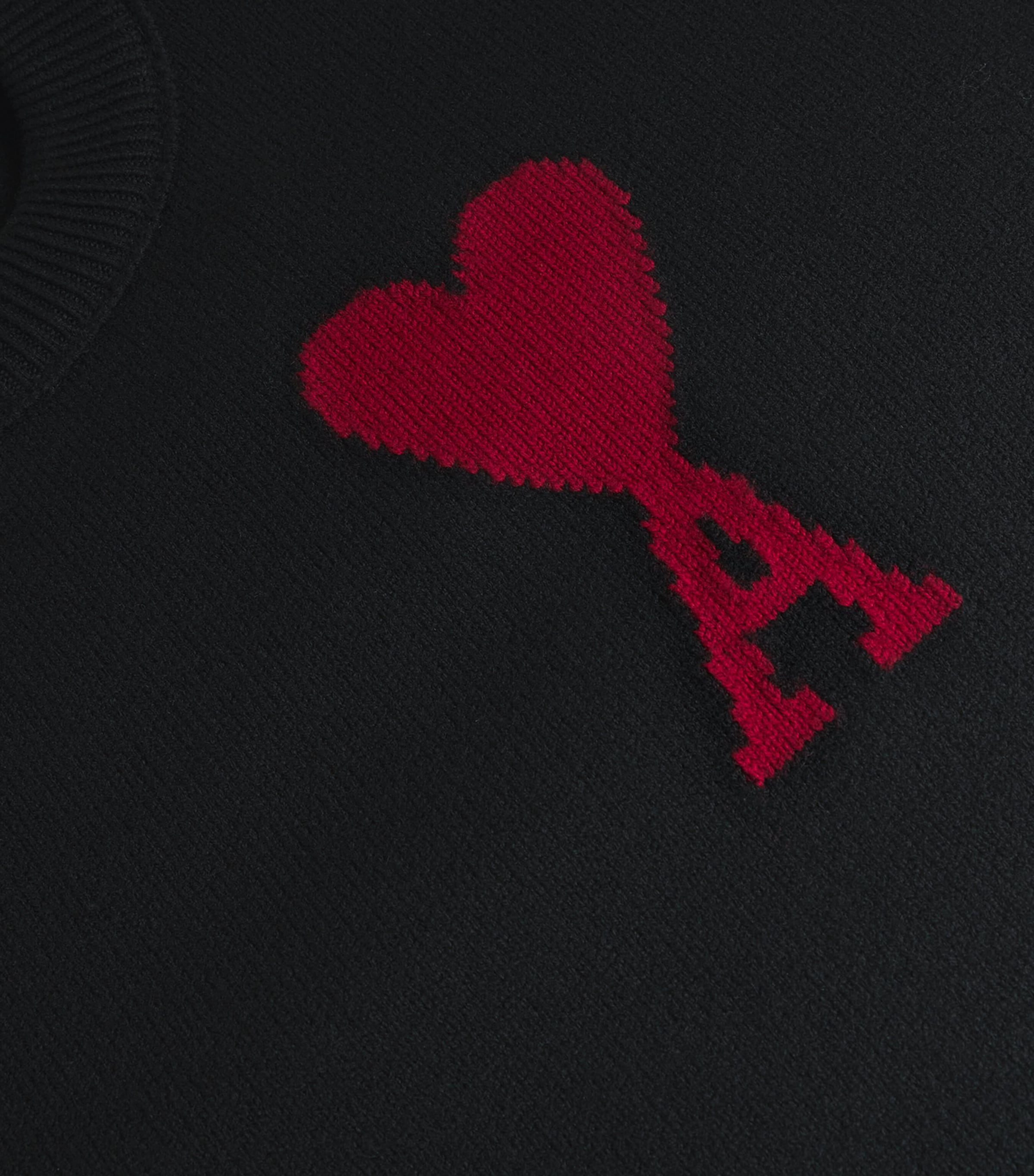 Virgin Wool Ami de Coeur Sweater BLACK/RED/009 Image 6