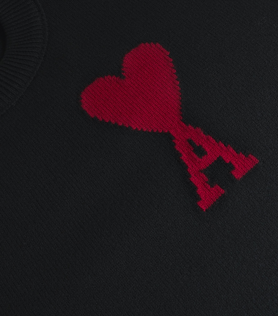Virgin Wool Ami de Coeur Sweater BLACK/RED/009 Image 6