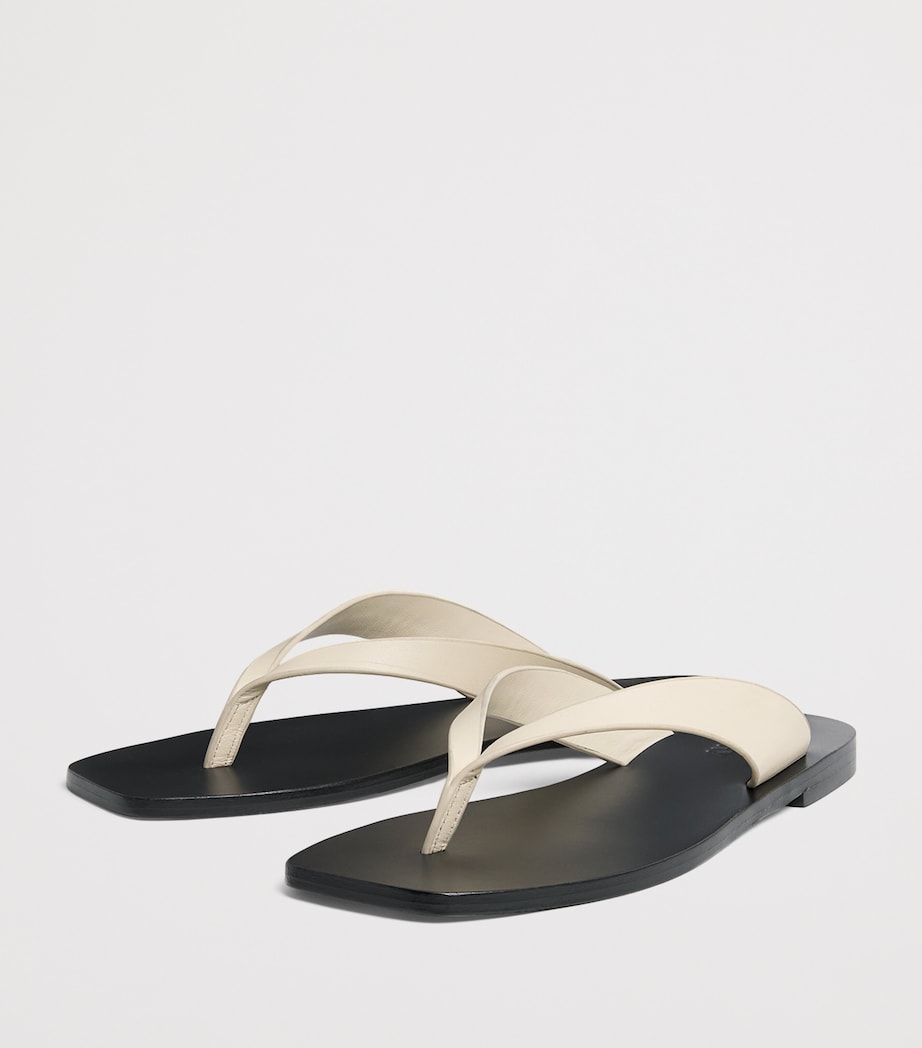 A.EMERY Leather Kinto Flip Flops Eggshell/ Black Image 3