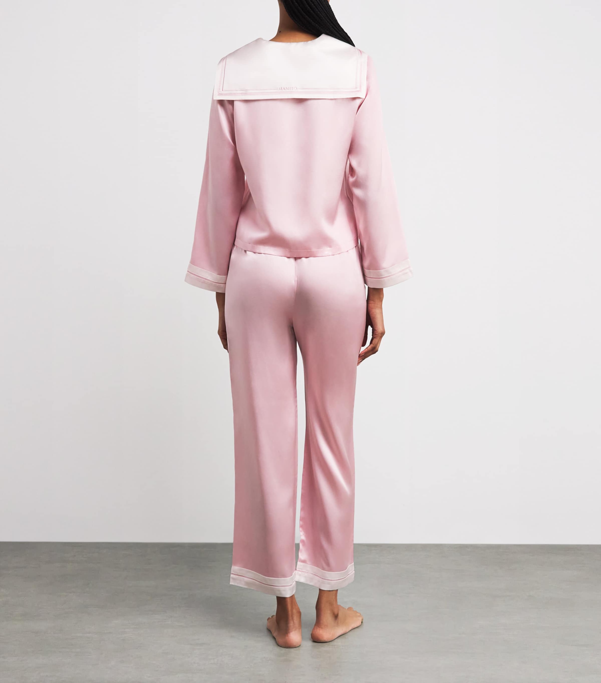 Mulberry Silk Pyjama Set PINK/WHITE Image 3