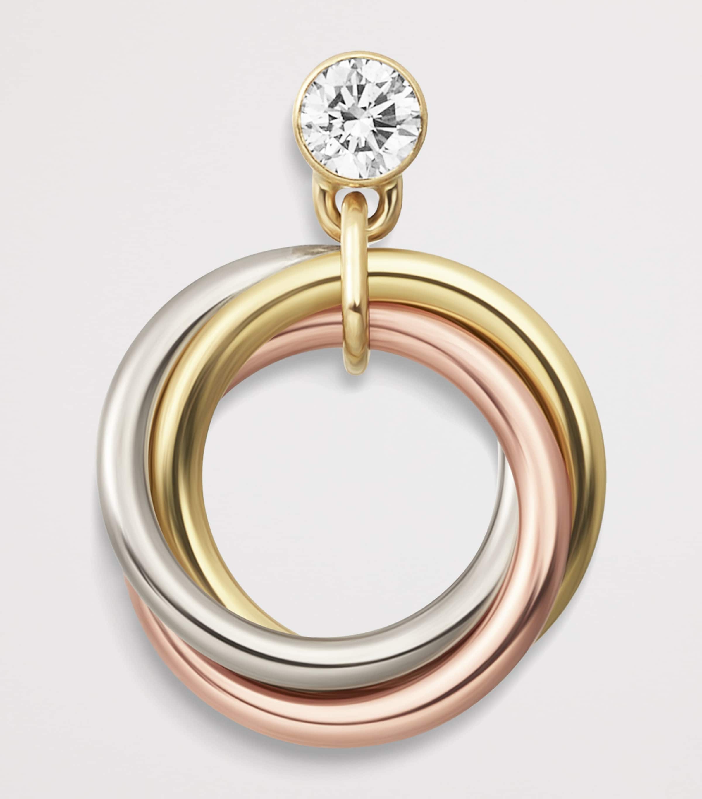 Mini White, Yellow, Rose Gold and Diamond Trinity Earrings MIXED GOLD Image 6