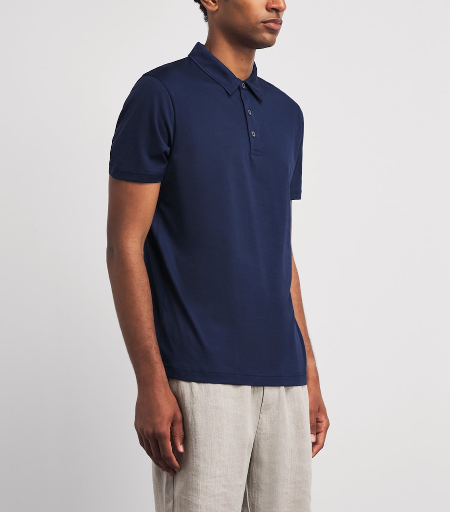 Sunspel Mens Supima Cotton Polo Shirt Buwx Ink Blue Image 4
