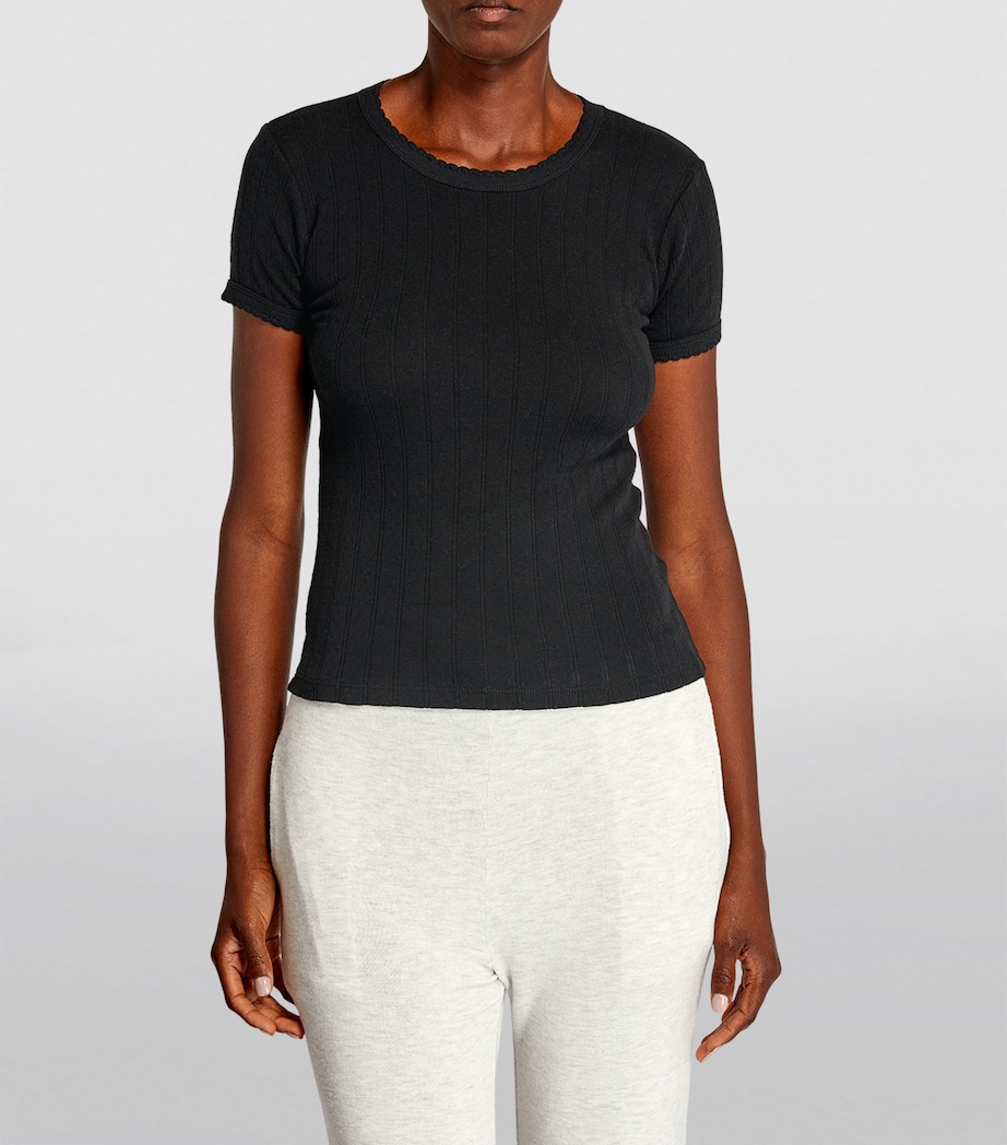 Slim Fit Pointelle T-Shirt BLACK Image 2