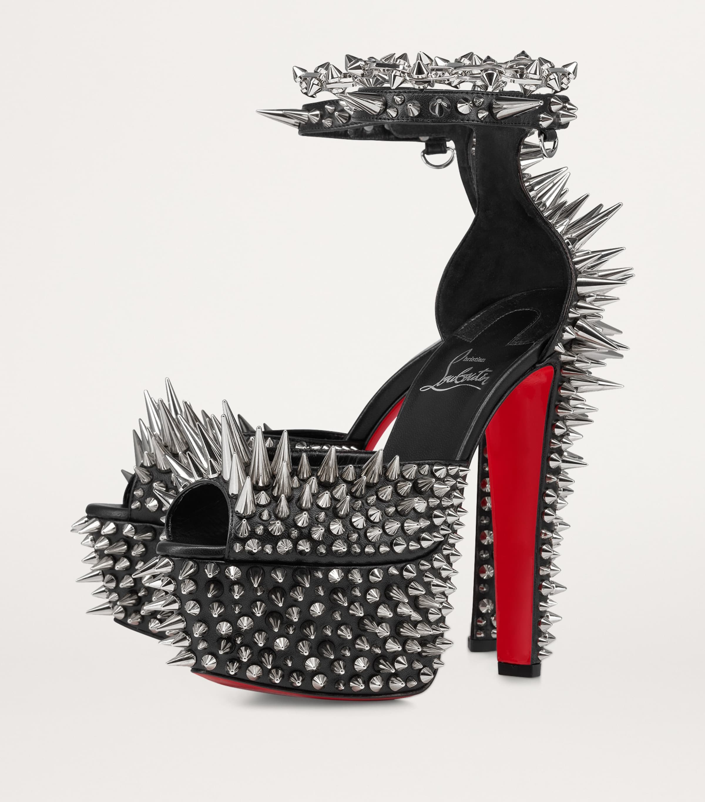 Christian Louboutin Black Estepic Alta Leather Platform Sandals