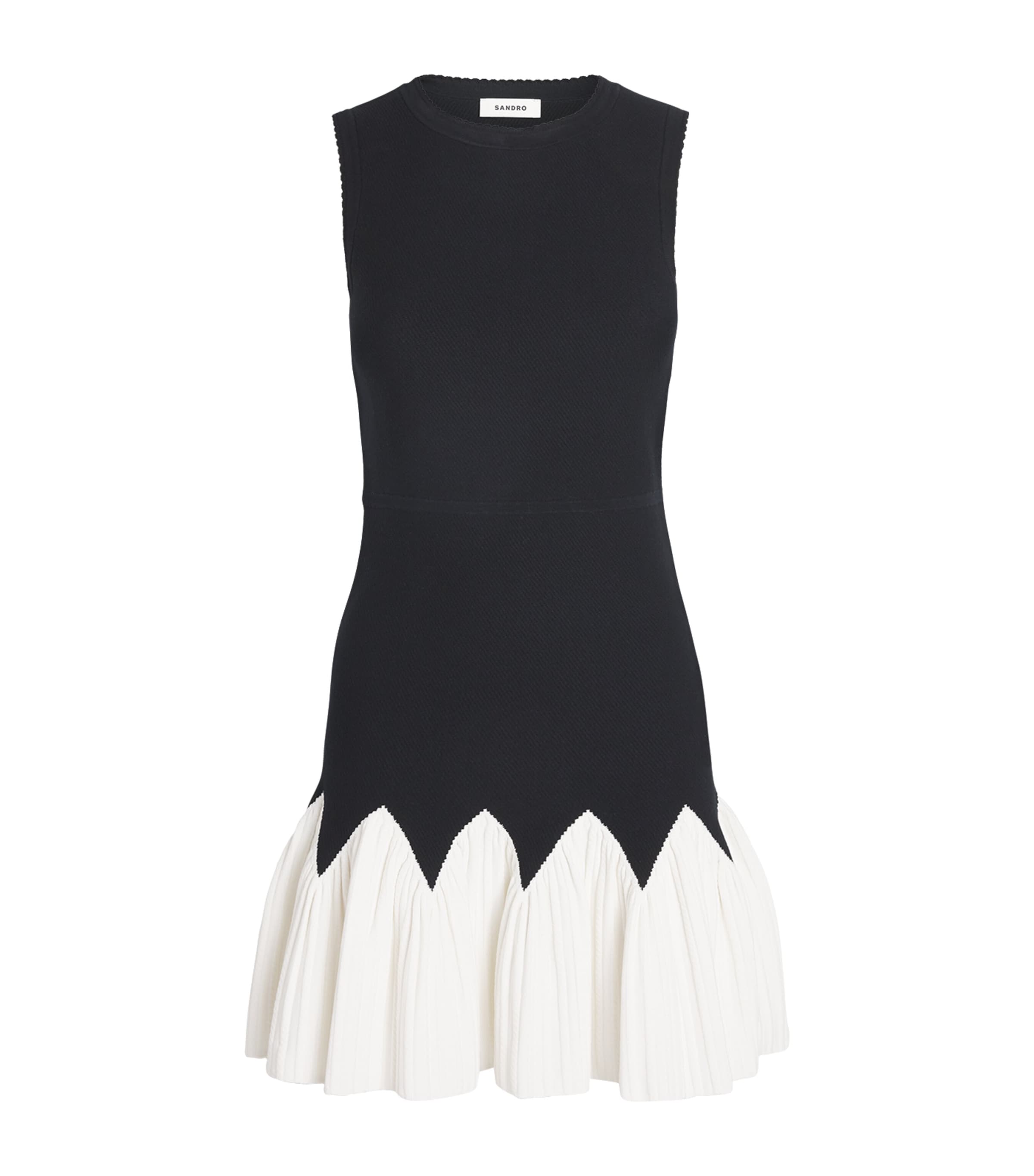 Sandro Two-tone Mini Dress In Black