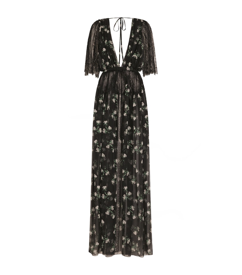 Dolce&Gabbana Womens Silk-Blend Floral Maxi Dress Viol Image 1