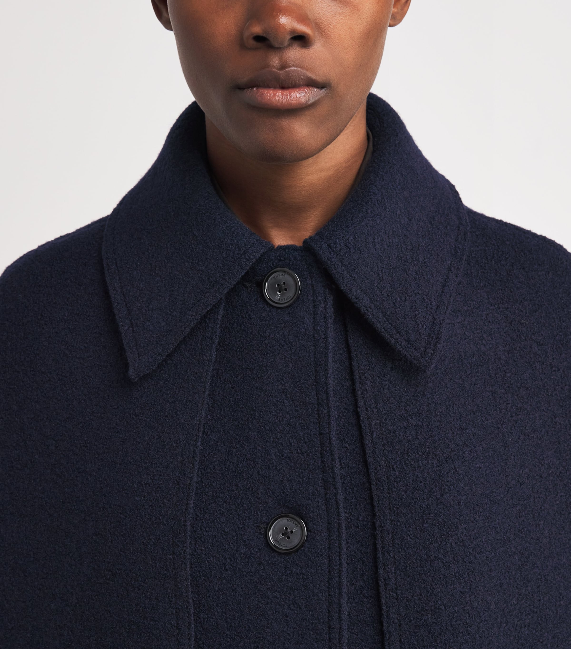 Wool Collared Cape Coat 016 NAVY Image 6