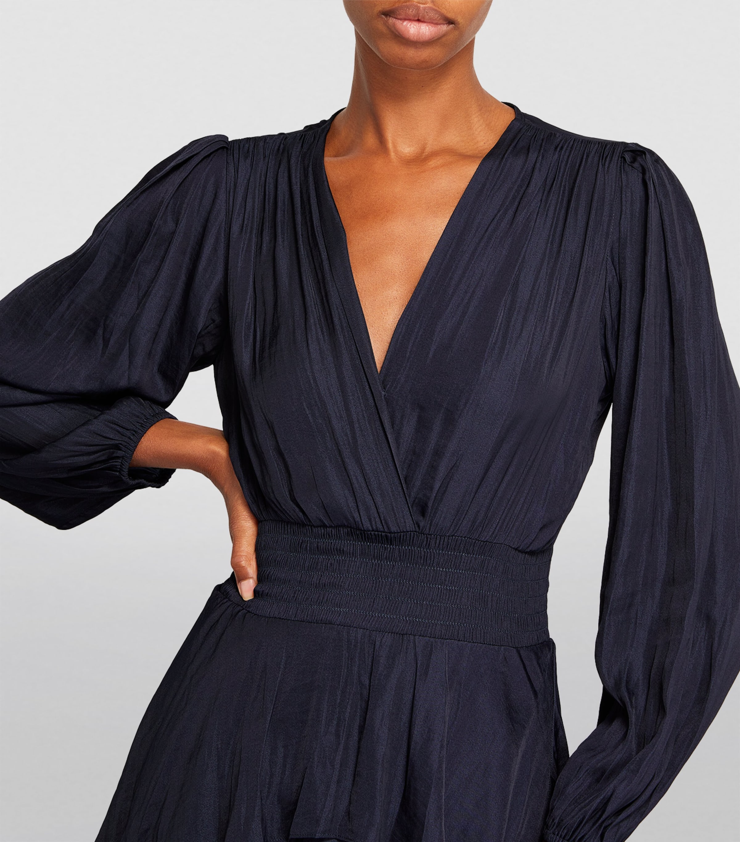 Ruffled Midi Dress NAVY Image 6