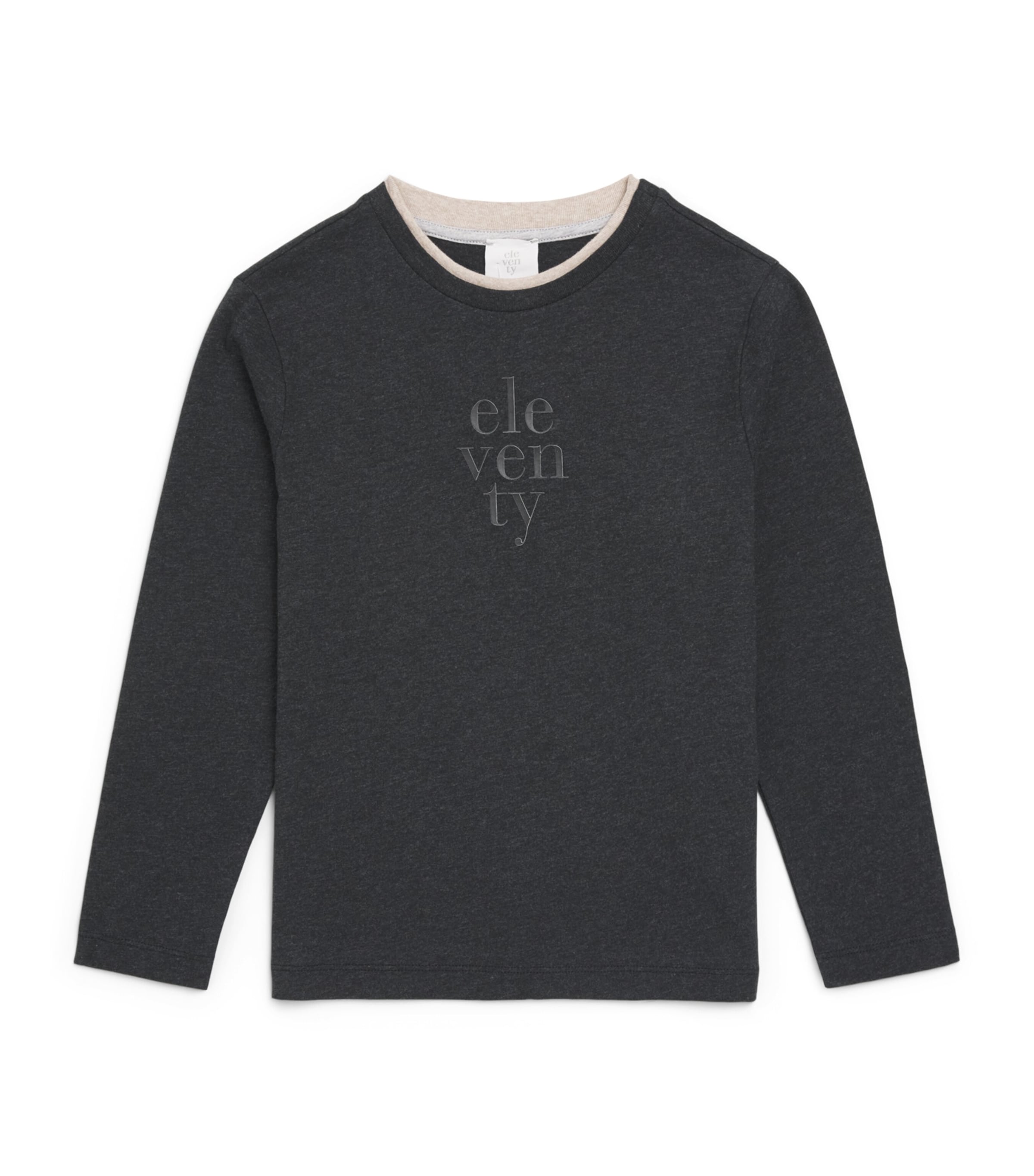 Eleventy Kids Cotton Logo T-Shirt (2-16 Years) Antracite Melan Image 1