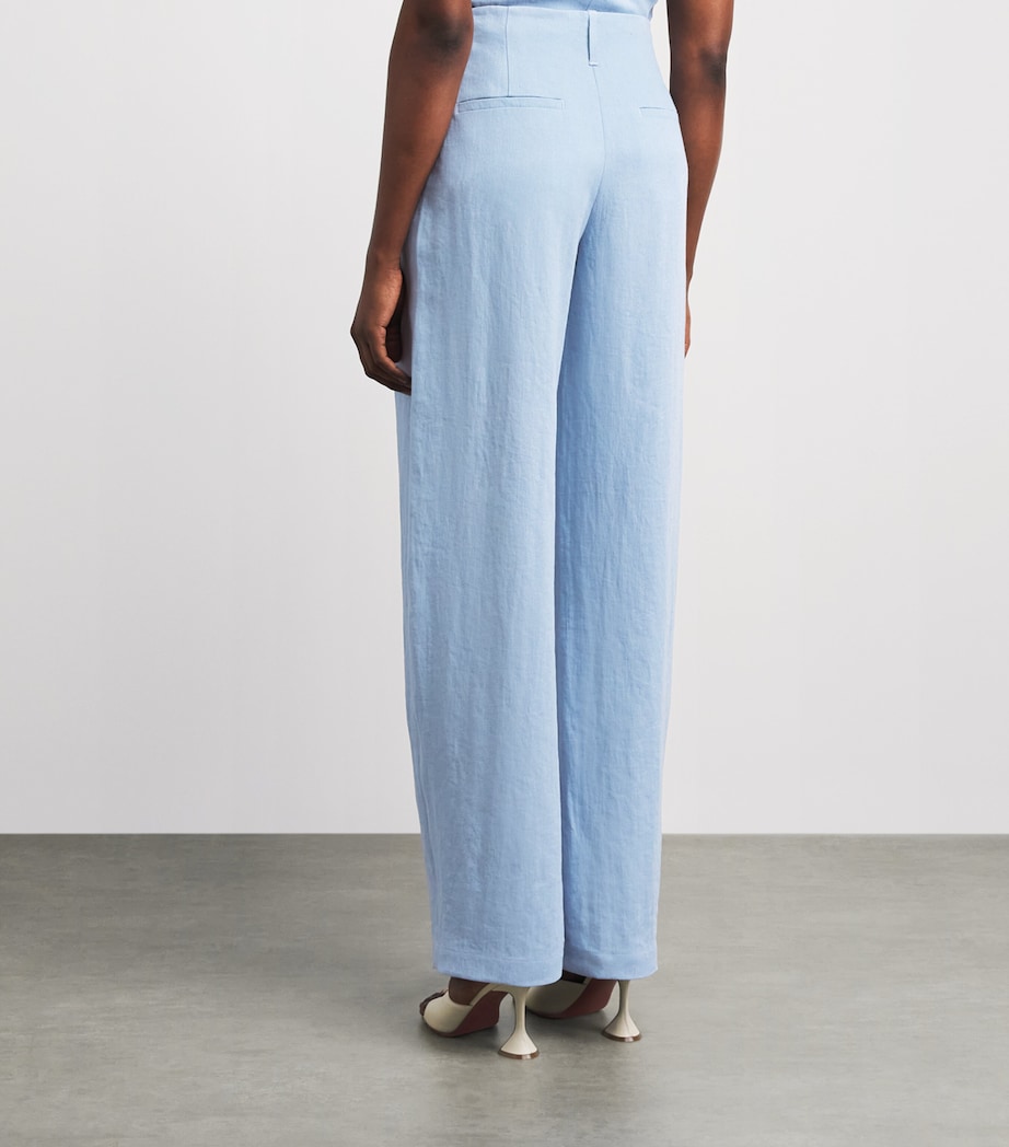 Nanushka Womens Linen-Blend Hettie Trousers Light Blue Image 5