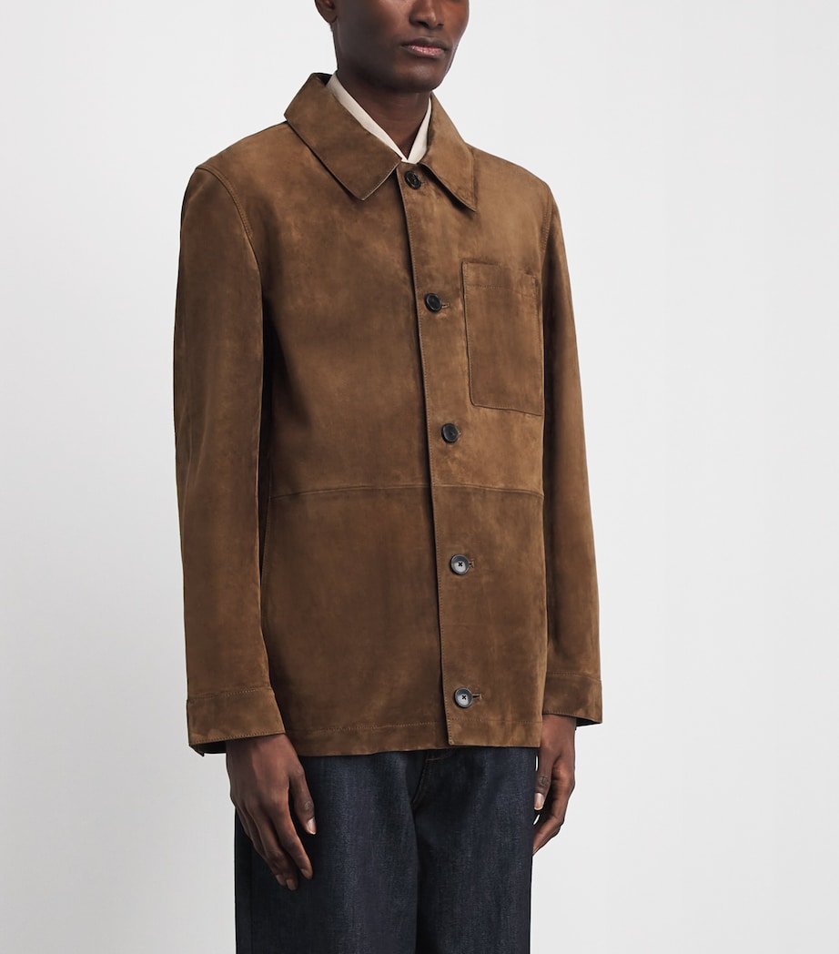 Yves Salomon Mens Suede Overshirt Brandy Image 4
