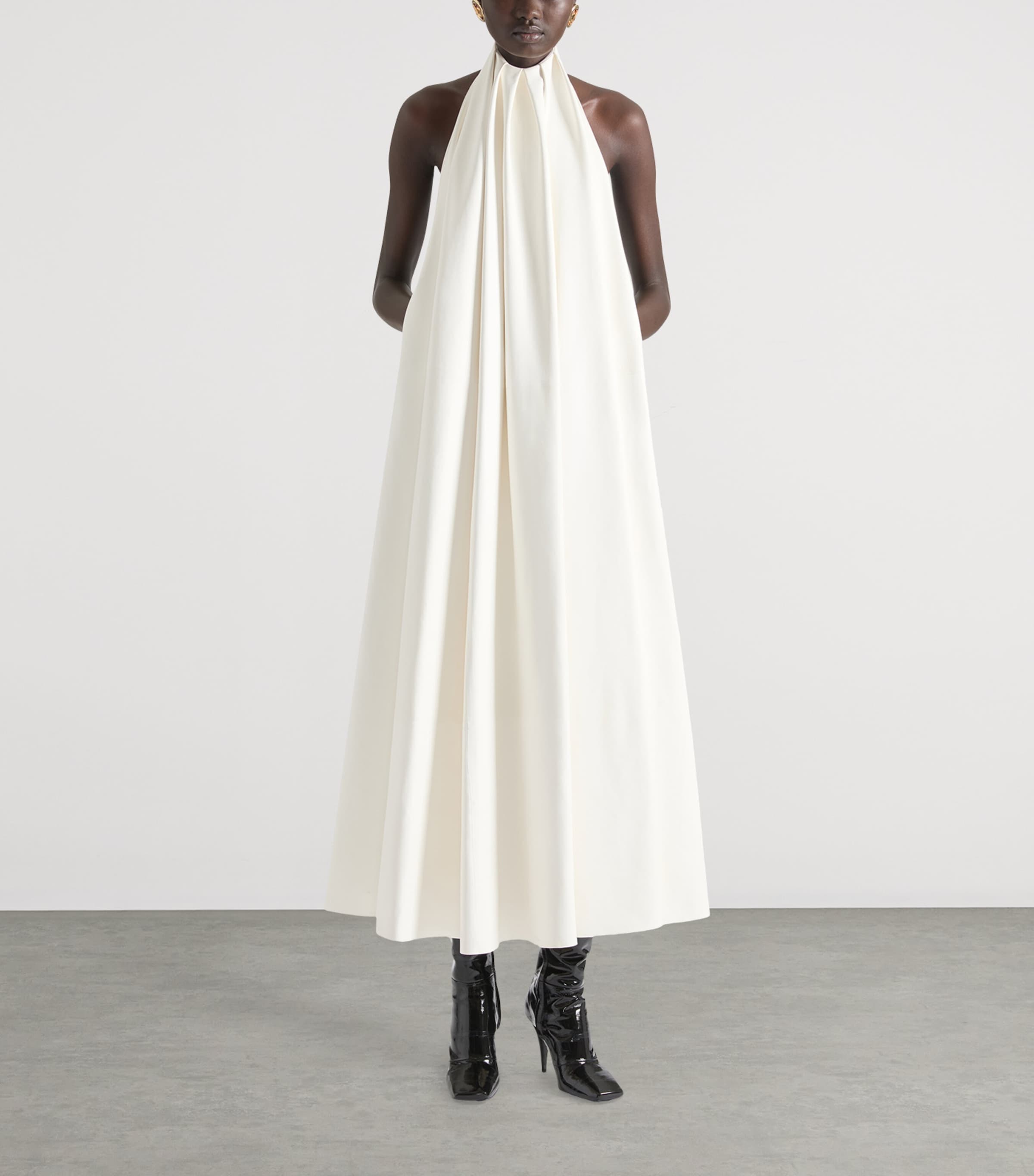 Leather Halterneck Maxi Dress WHITE Image 2