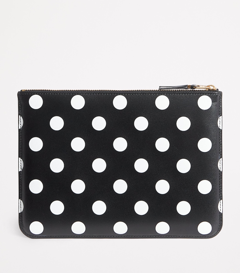 Large Leather Polka-Dot Zipped Pouch BLACK Image 2