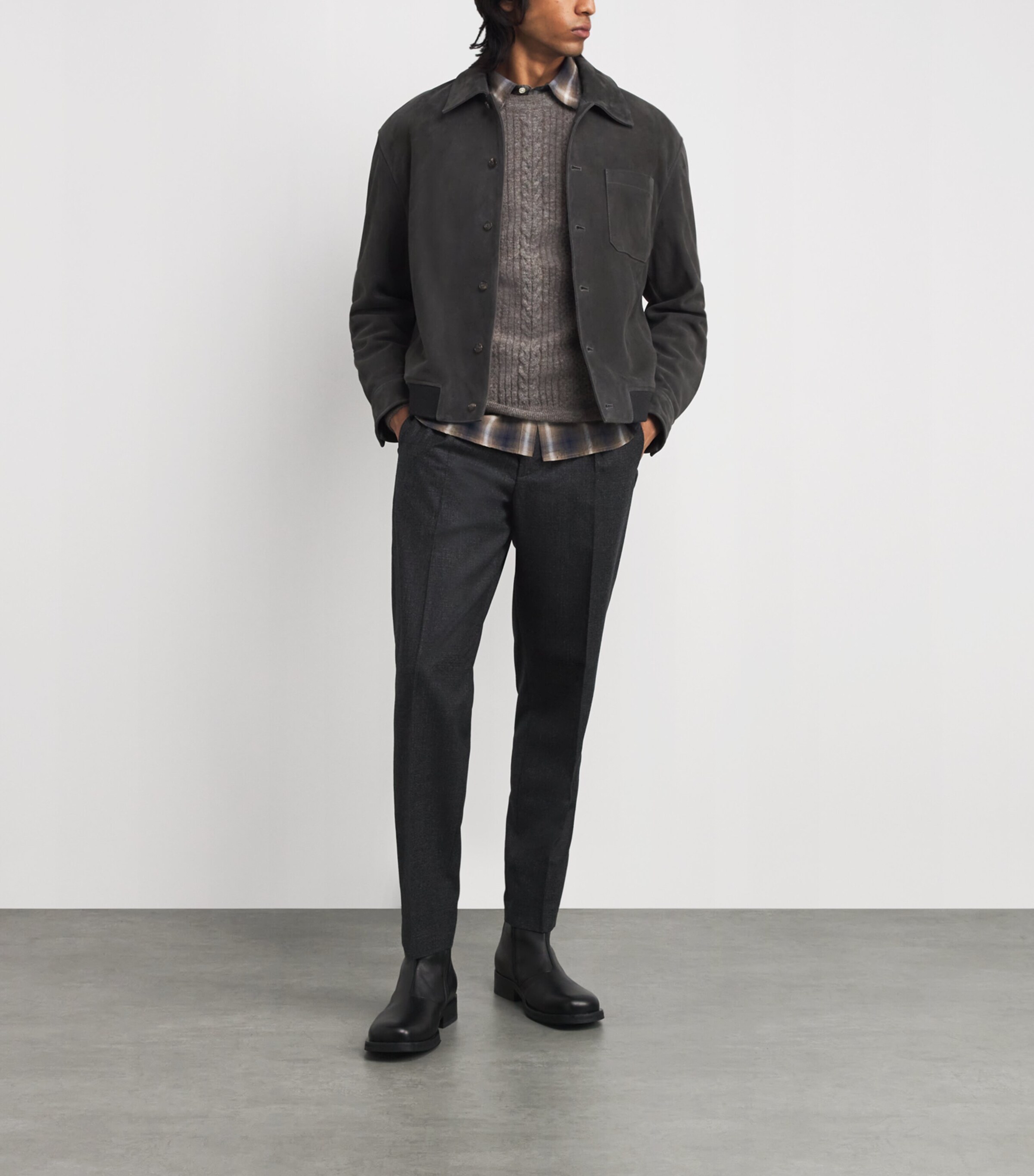 Pal Zileri Mens Alpaca-Blend Cable-Knit Sweater Grey Image 2