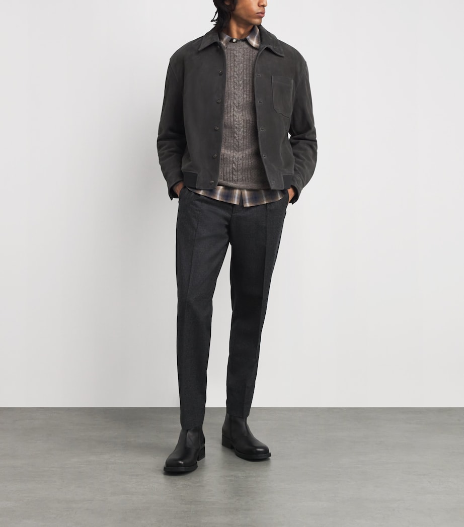 Pal Zileri Mens Alpaca-Blend Cable-Knit Sweater Grey Image 2