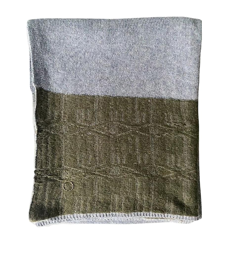 Cashmere Andro Throw (180cm x 110cm) SOFT GREY & MOSS Image 1