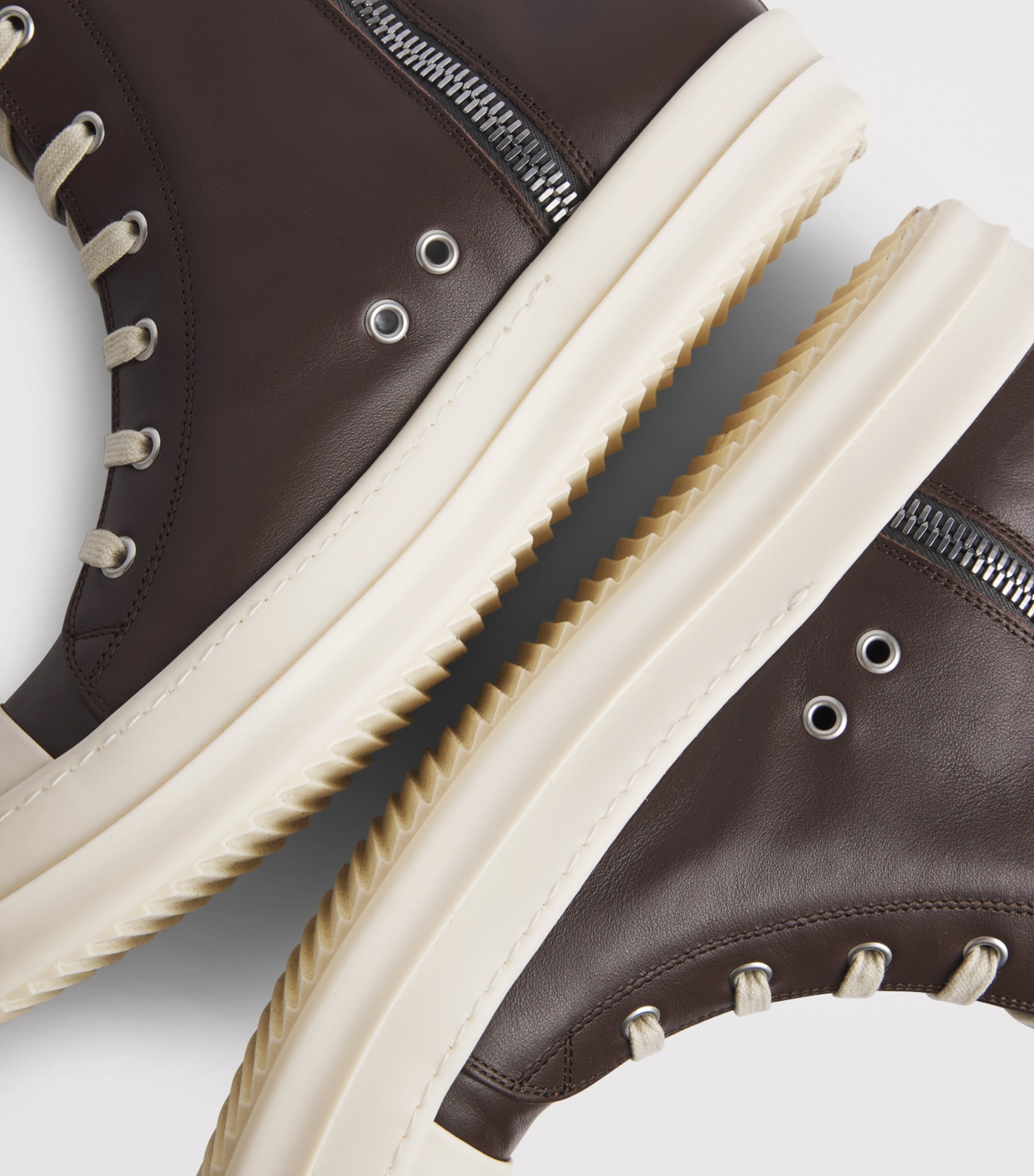 Rick Owens Brown Leather Classic High-Top Sneakers | Harrods US
