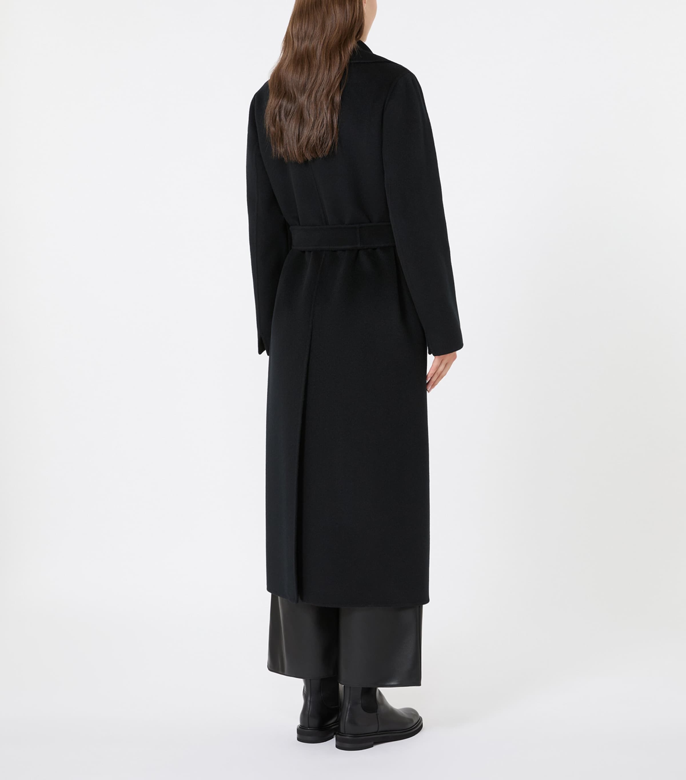 Max Mara Womens Virgin Wool-Cashmere Belted Coat Black Image 4