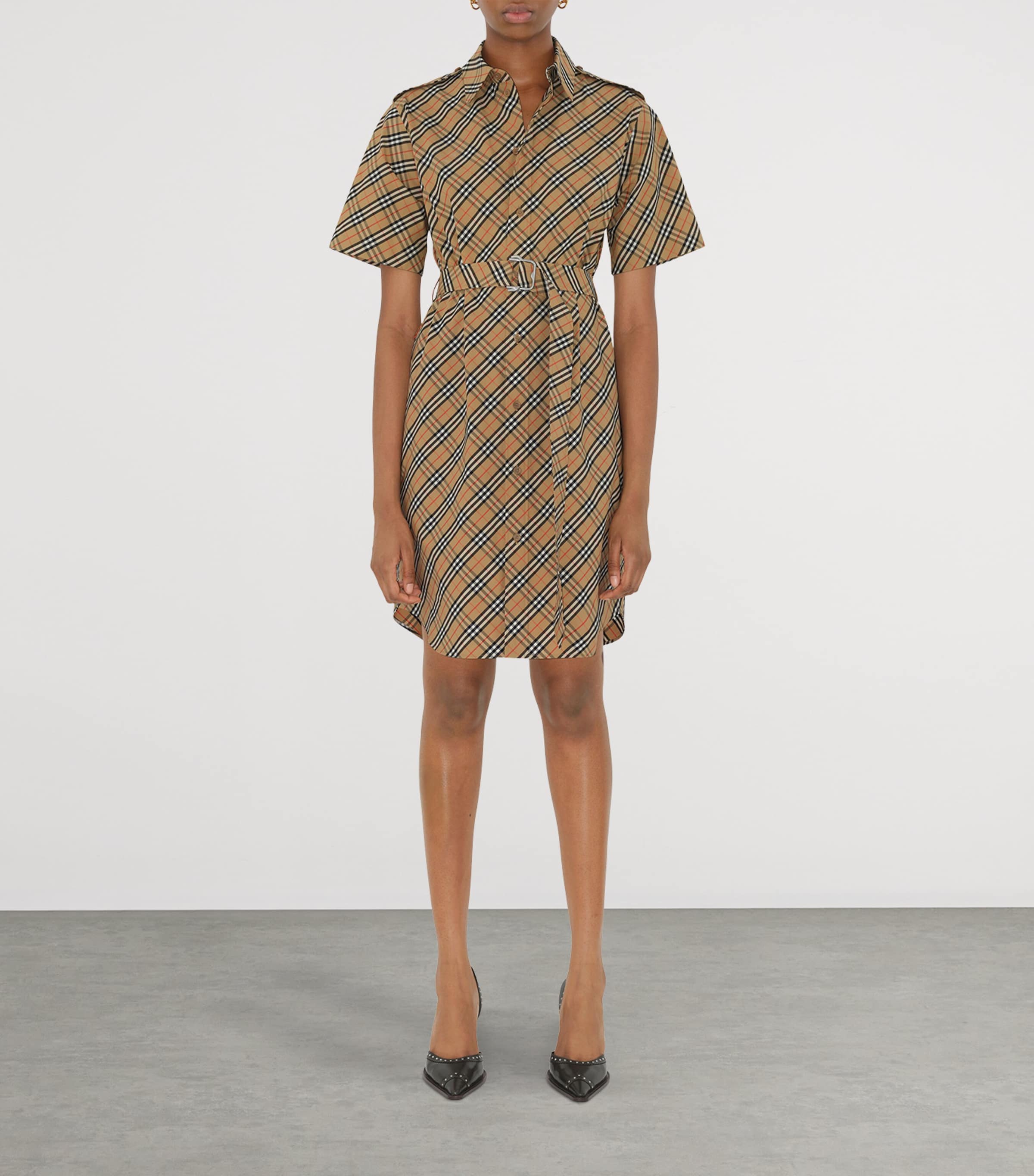 Cotton Check Mini Dress SAND IP CHECK Image 2