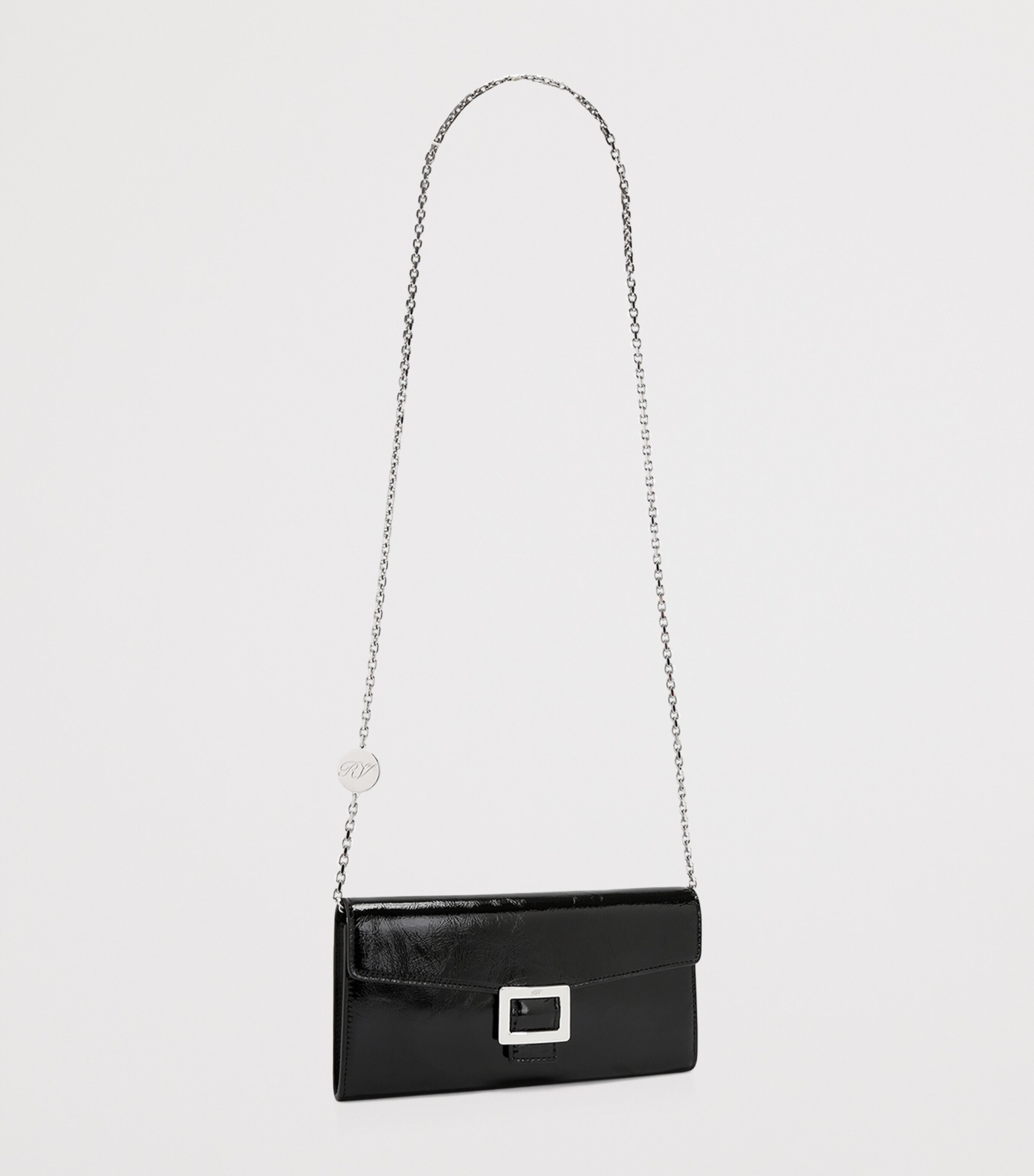 Roger Vivier Patent Leather Belle Vivier Chain Wallet Black Image 3