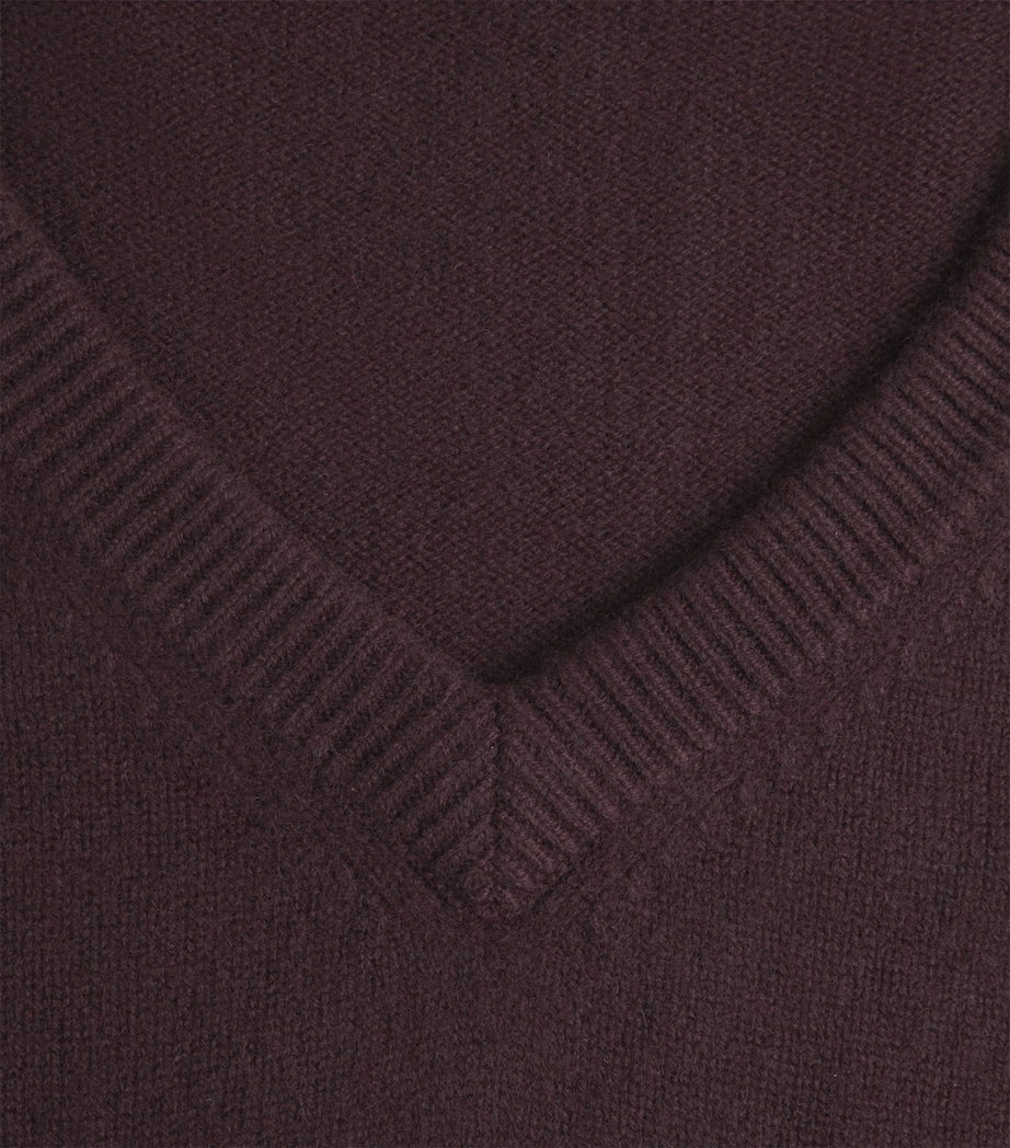 FRAME Womens Cashmere V-Neck Sweater Currant Image 6