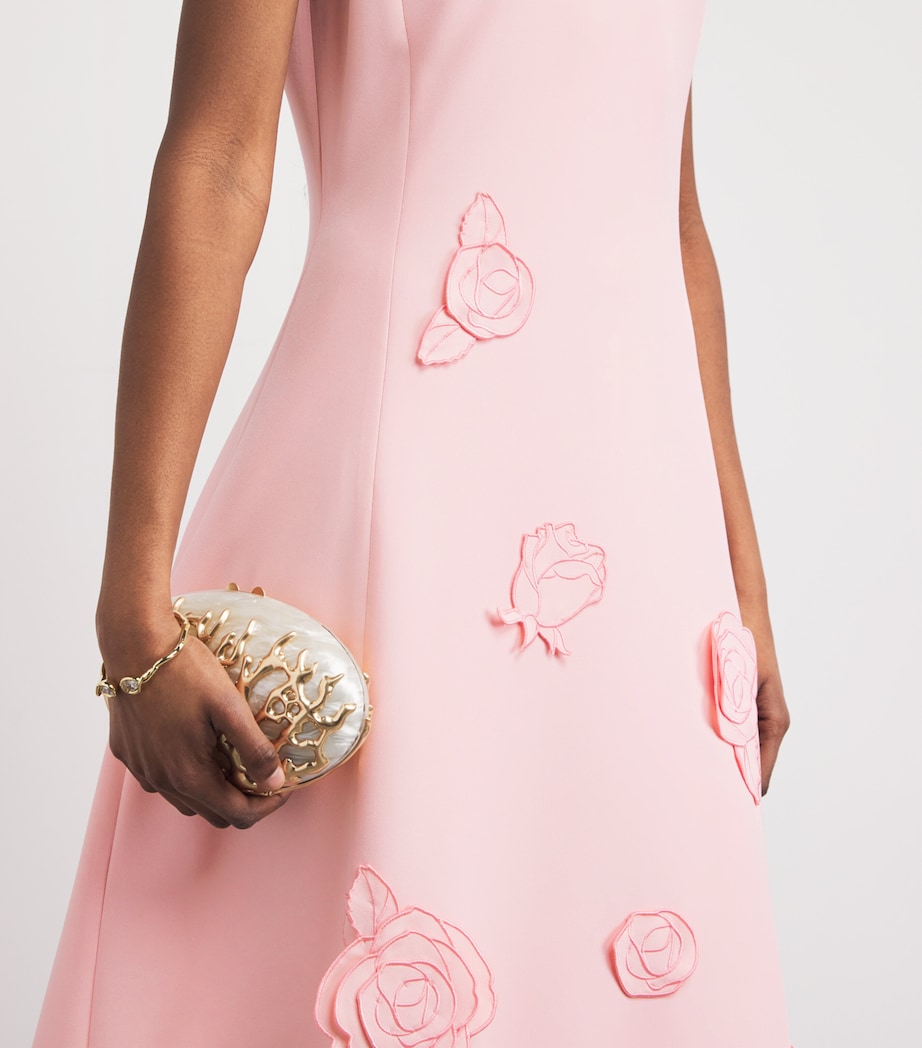LEO LIN Womens Rose-Detail Cleo Midi Dress Blush Pink Image 3