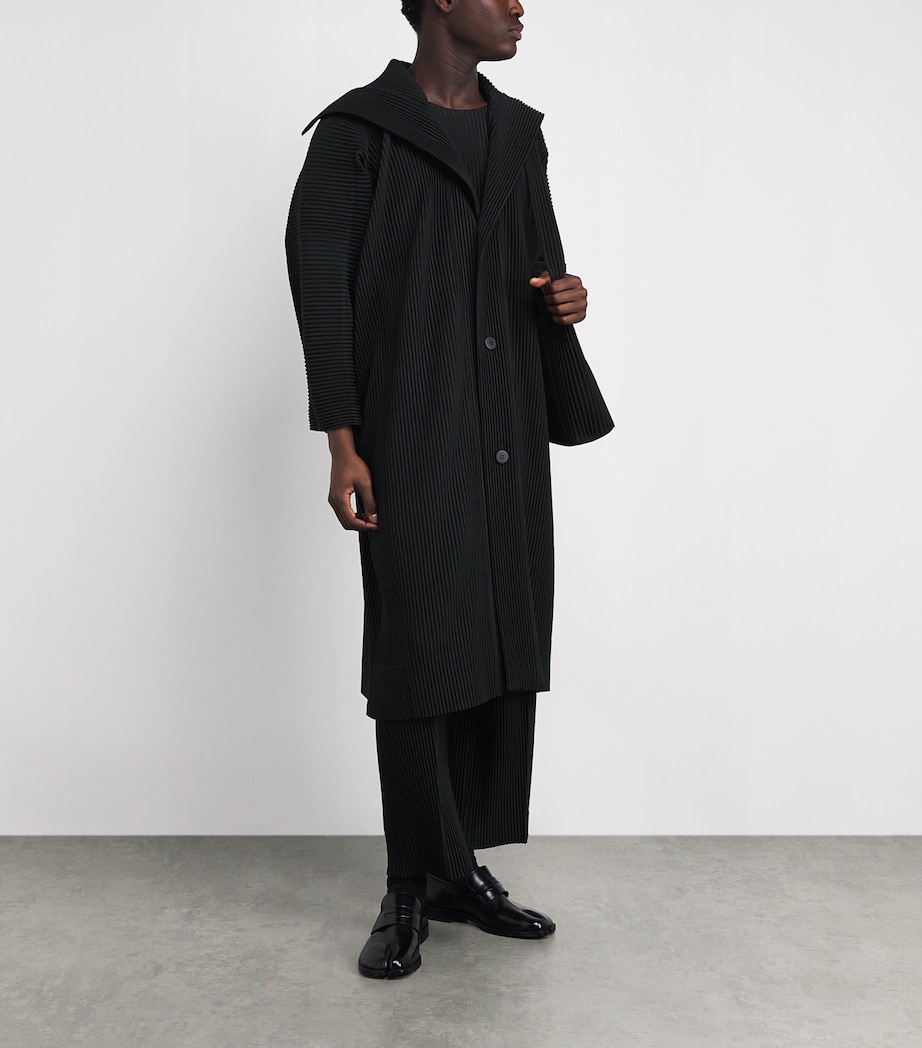 Pleated Long Coat 15-BLACK Image 2