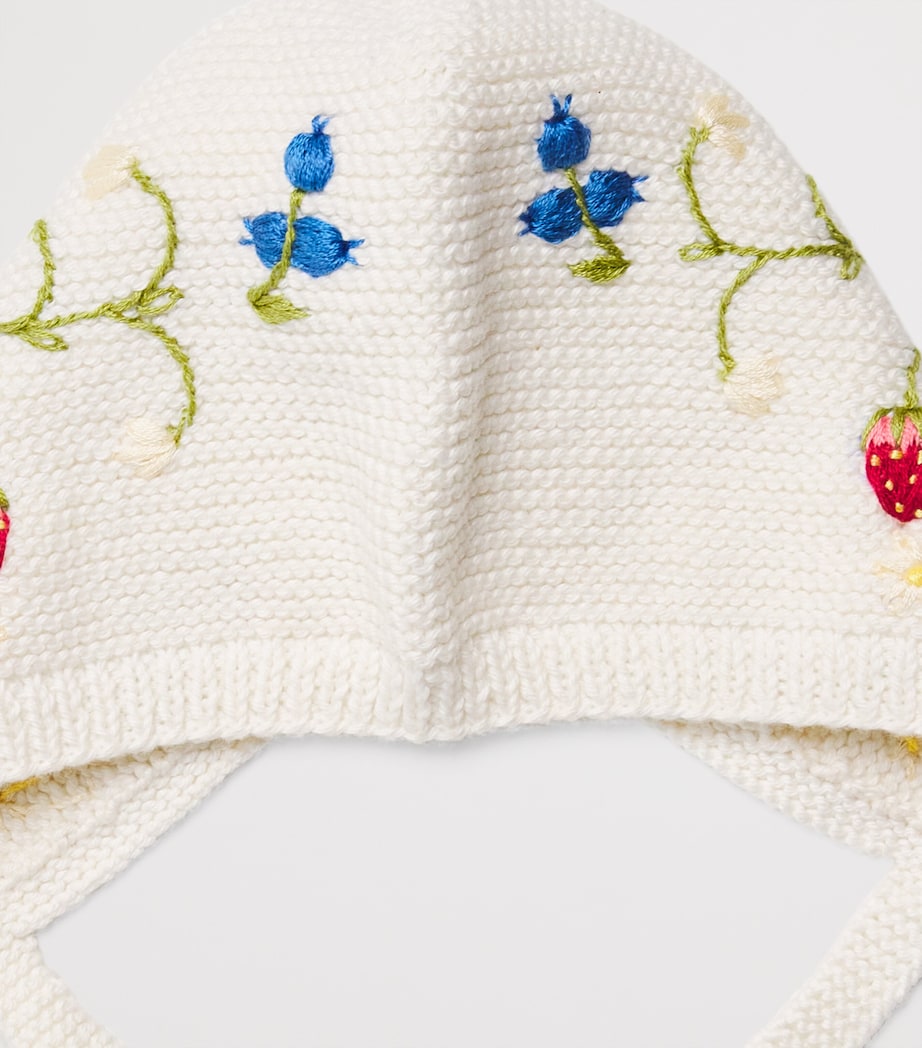 Shirley Bredal Cotton Embroidered Strawberry Bonnet Mw Marshmellow Image 3