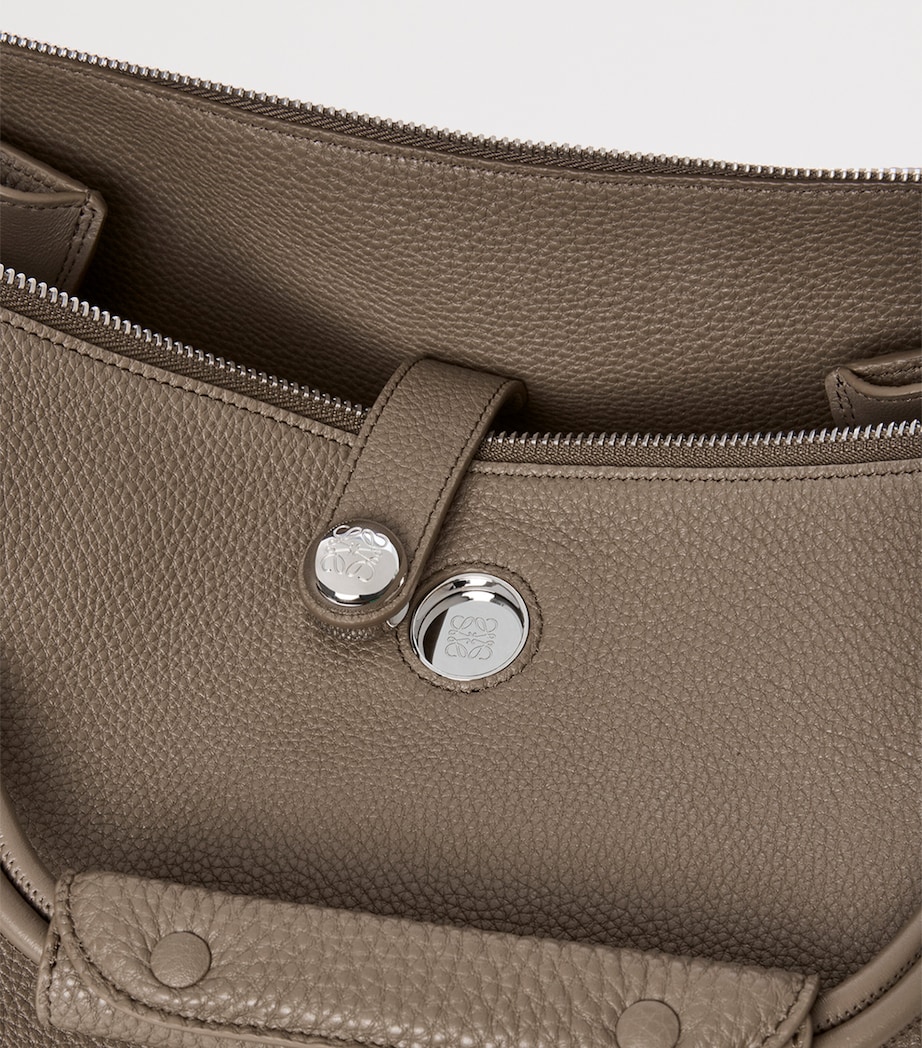 Large Grained Leather Madrid Shoulder Bag TAUPE Image 14