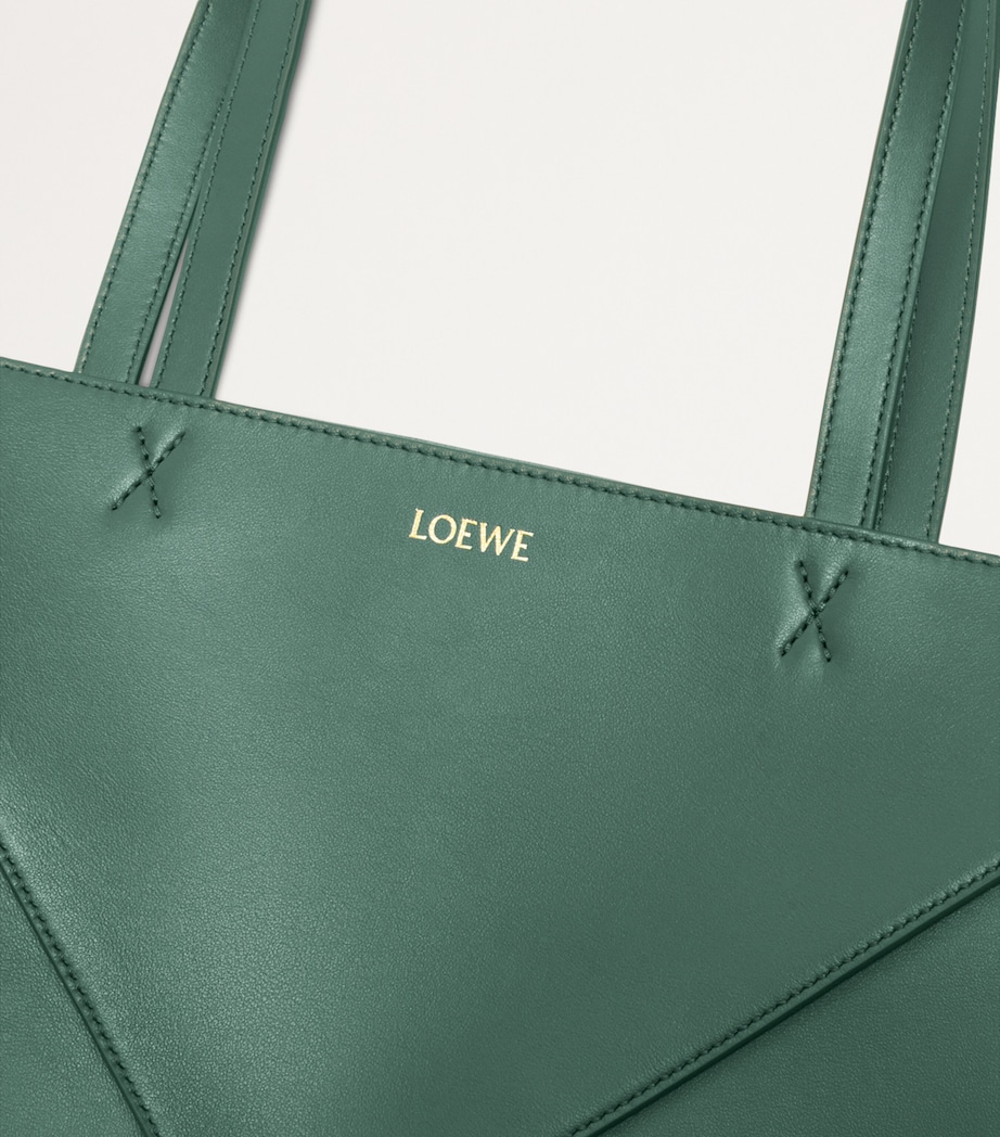 LOEWE Medium Leather Puzzle Fold Tote Bag Vetiver Image 8