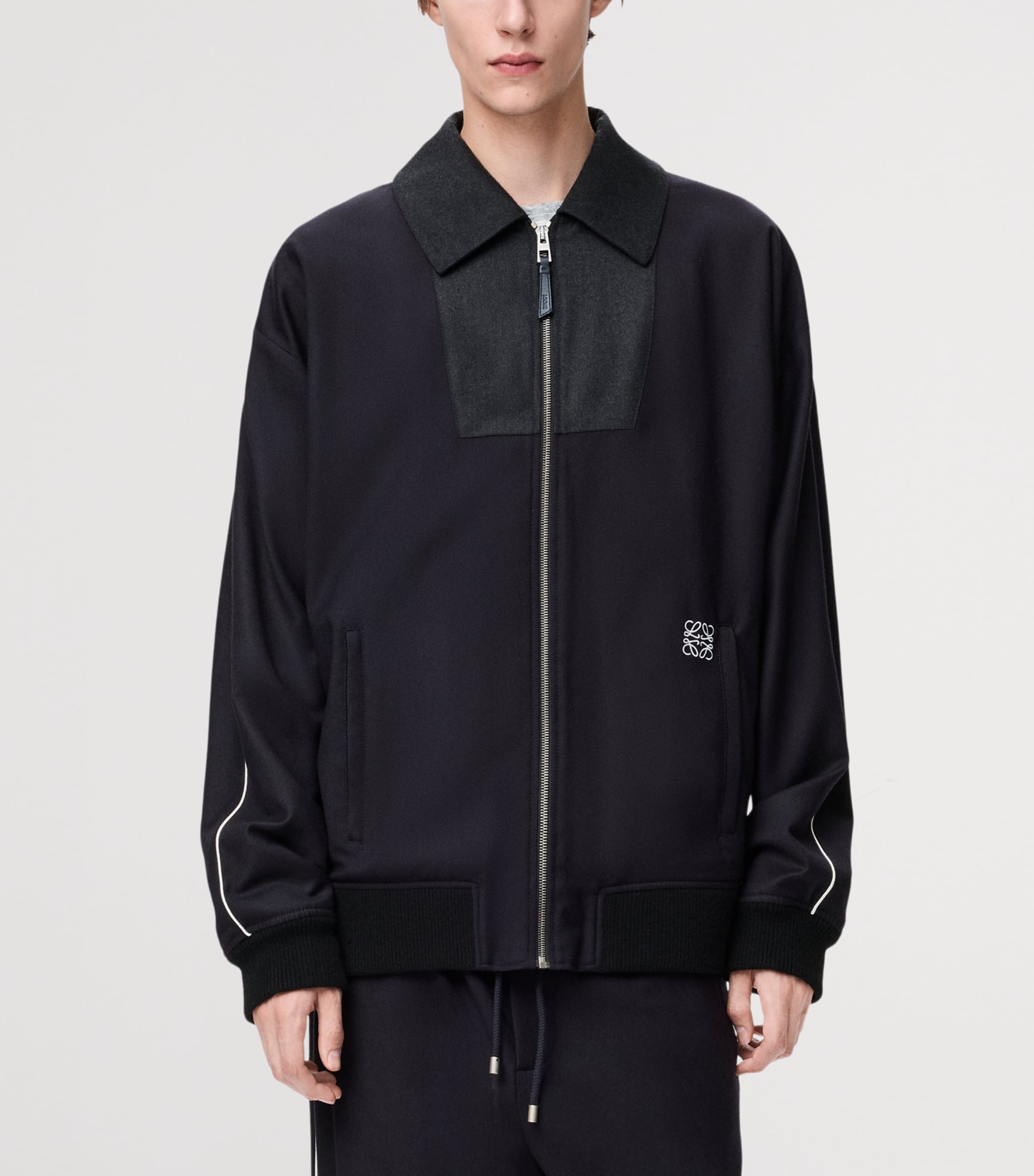 Wool-Blend Track Jacket NAVY/GREY Image 3