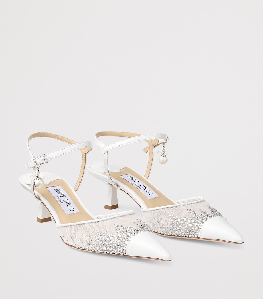 Aren SB 45 Mesh-Leather Pumps WHITE/CRYSTAL Image 5