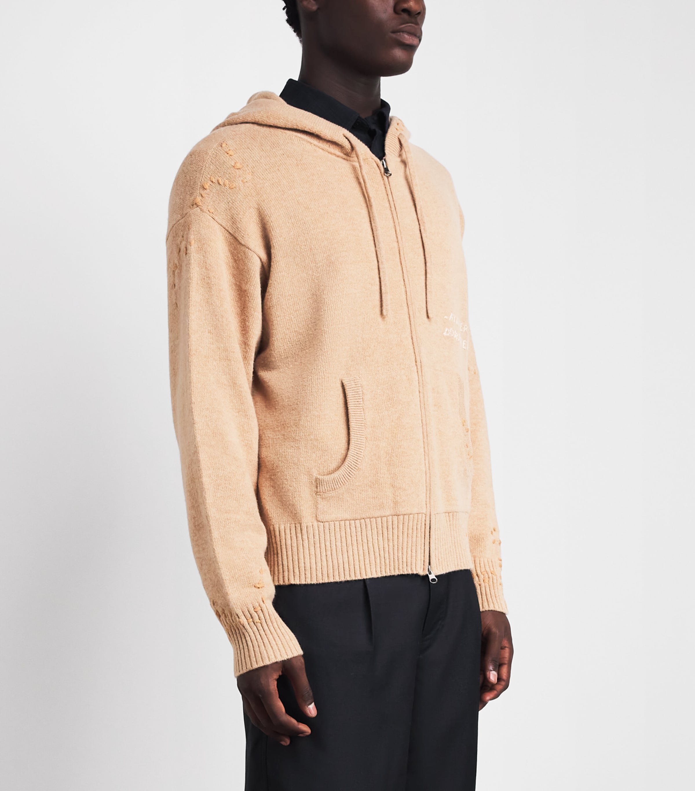DOMREBEL Mens Wool-Blend Nightcrawler Hoodie Beige Image 4