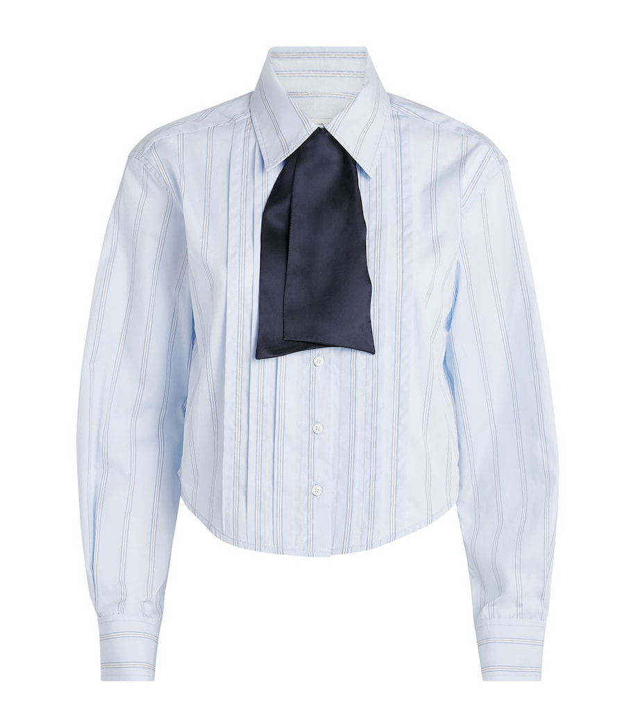 Cotton Tie Neck Shirt SKY BLUE Image 1