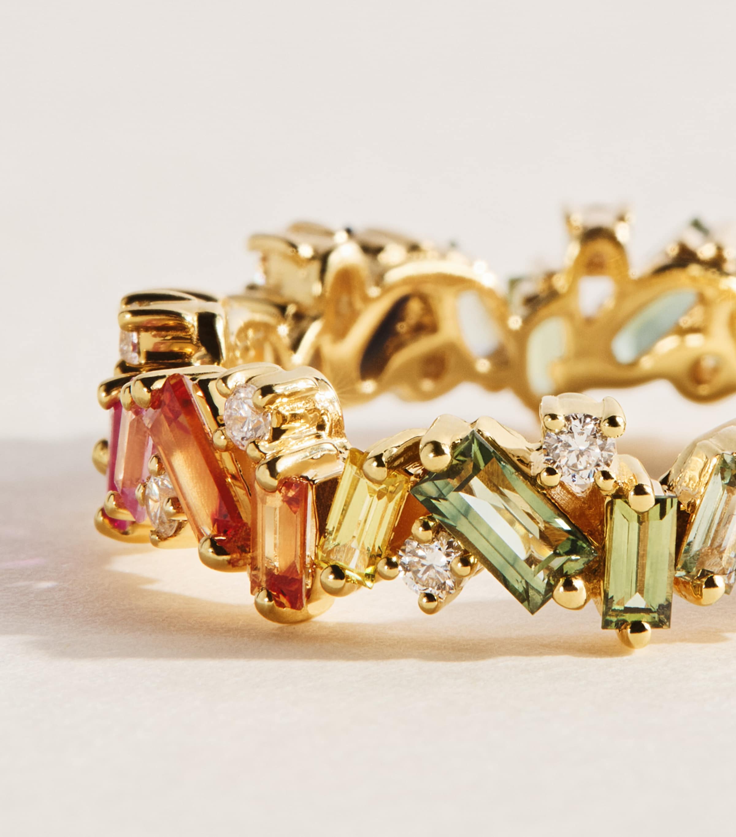 Suzanne Kalan Yellow Gold, Diamond and Rainbow Sapphire Frenzy Eternity Ring Yg/rs Image 2