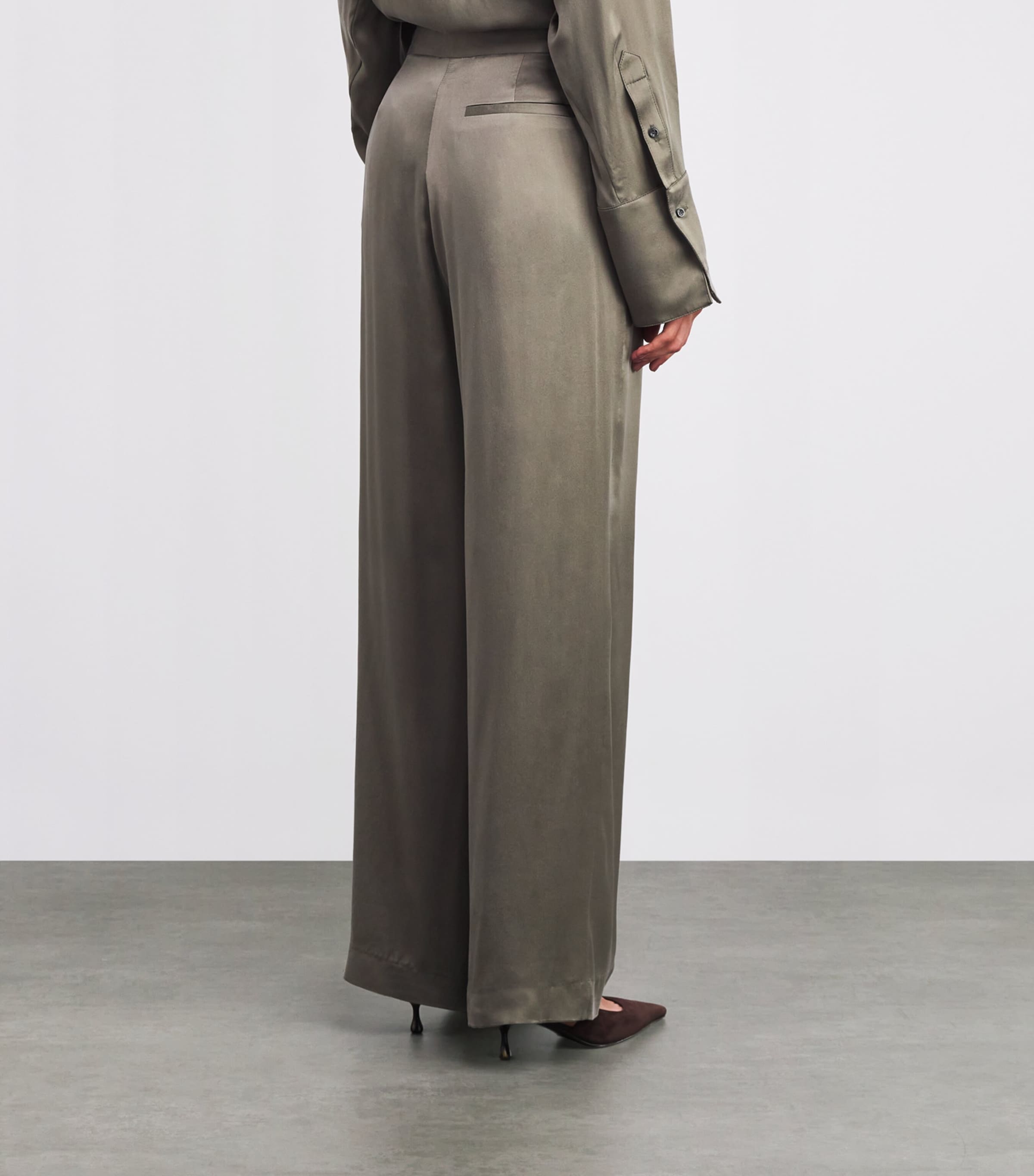 Laura Pitharas Womens Silk Wide-Leg Trousers Sand Wash Silk Image 4