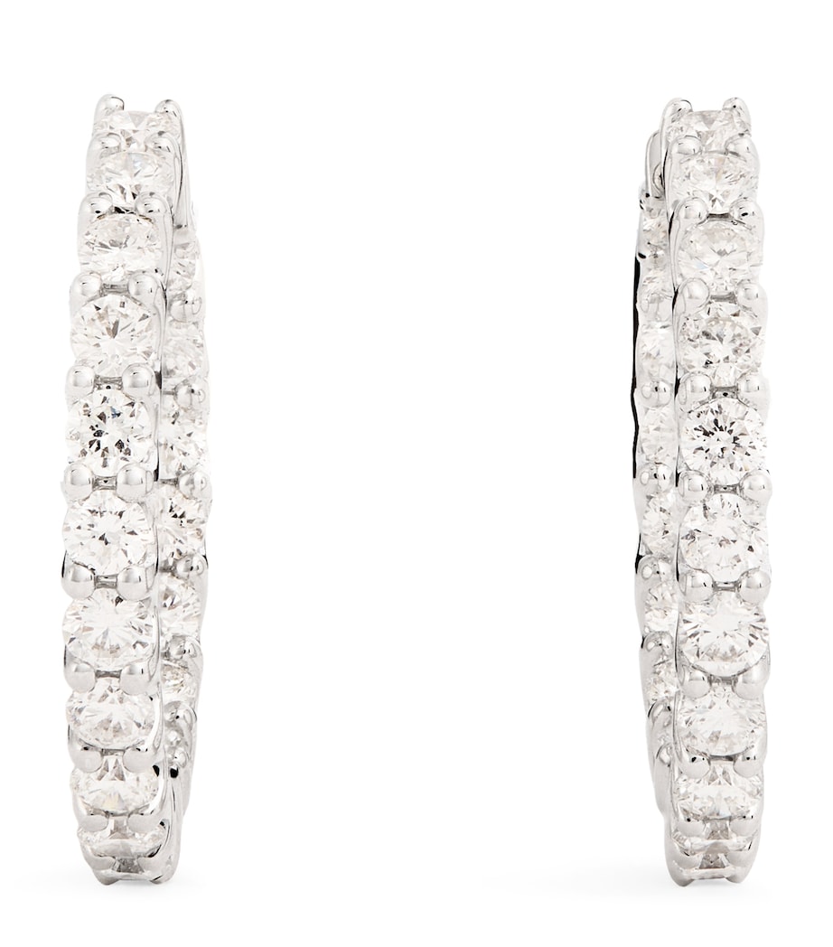 Medium White Gold and Diamond Hoop Earrings (1.25ctw) WHITE GOLD Image 1