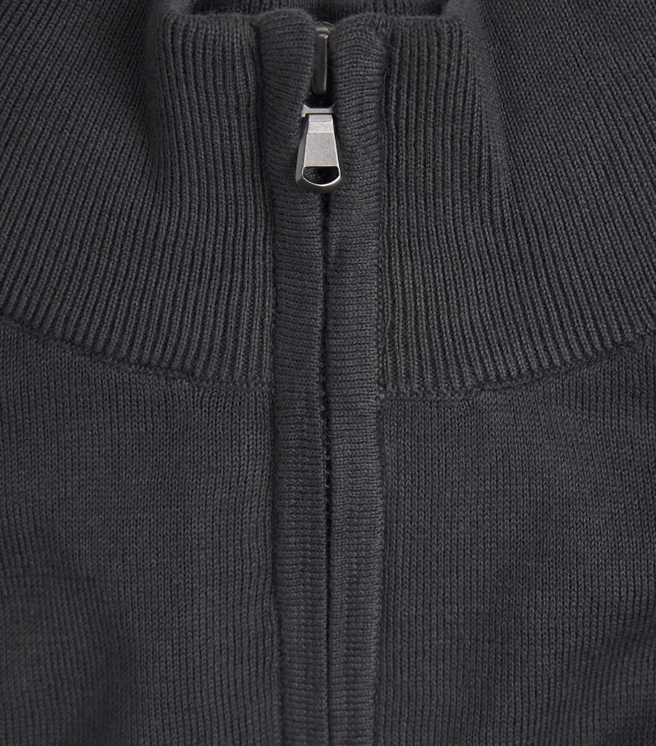 Sunspel Mens Sea Island Cashmere Half-Zip Sweater Anthracite Image 6