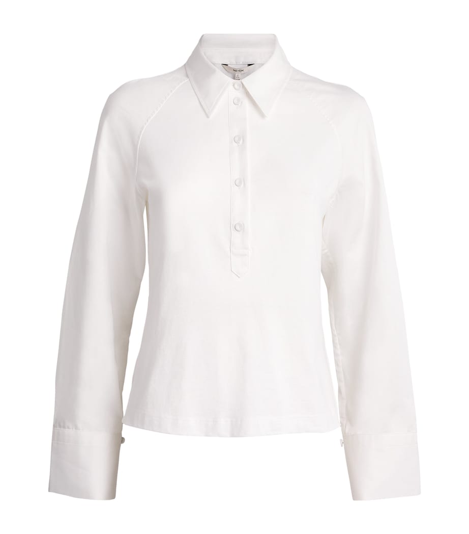 Cotton Half-Placket Layering Top FRESH WHITE Image 1