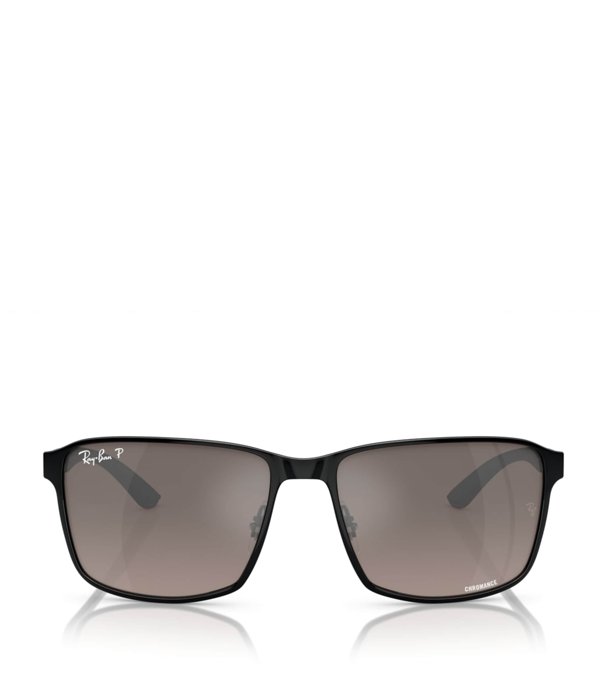 Ray Ban Womens Black Rb3721ch Chromance Square-frame Metal Sunglasses In Black