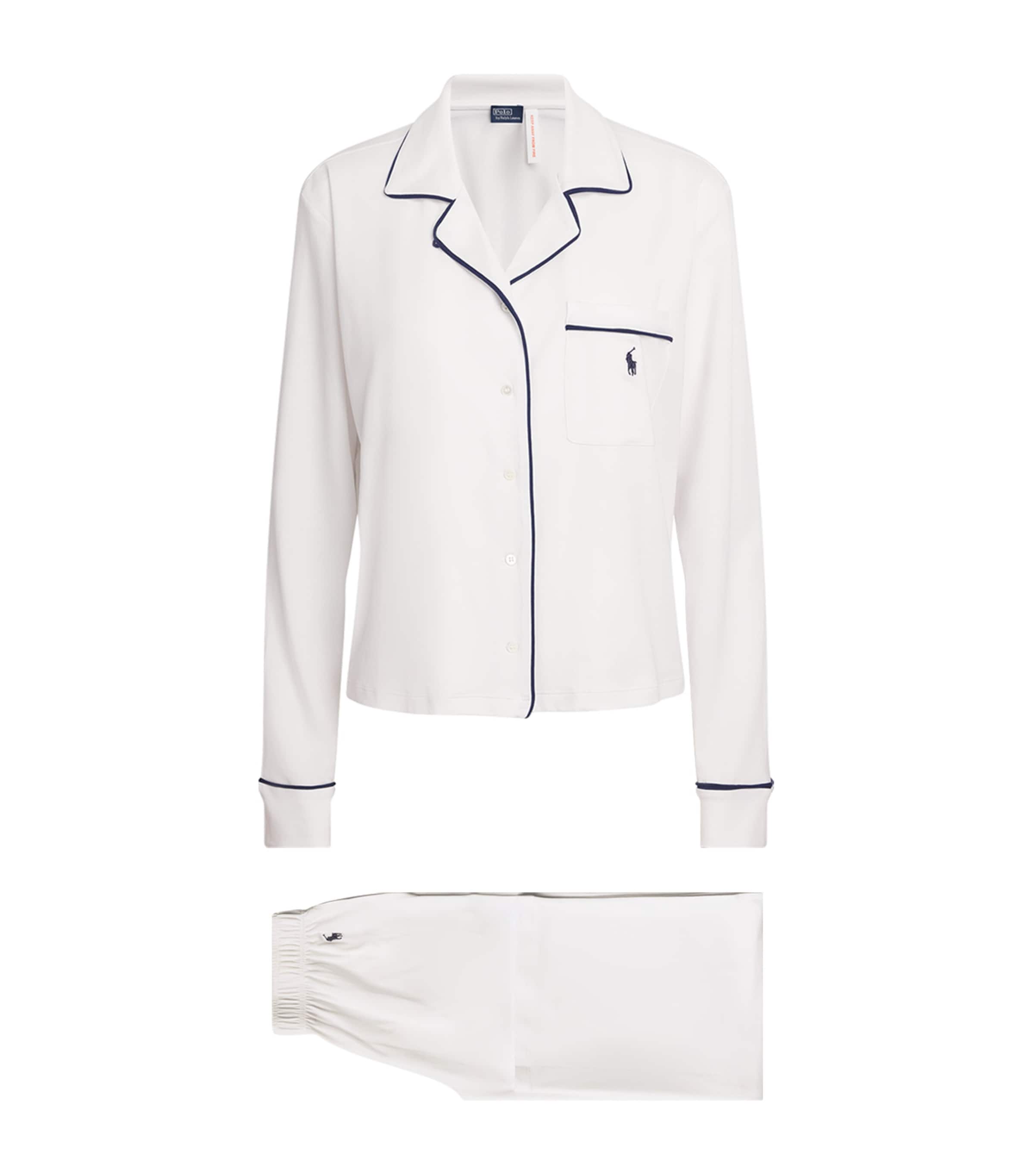 Polo Ralph Lauren Womens Piping Pyjama Set White Cloud Image 1