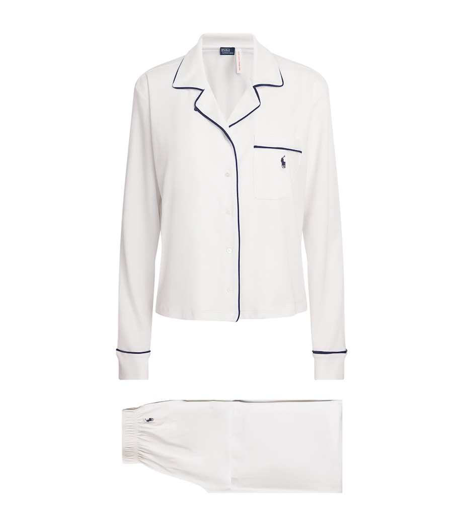 Polo Ralph Lauren Womens Piping Pyjama Set White Cloud Image 1