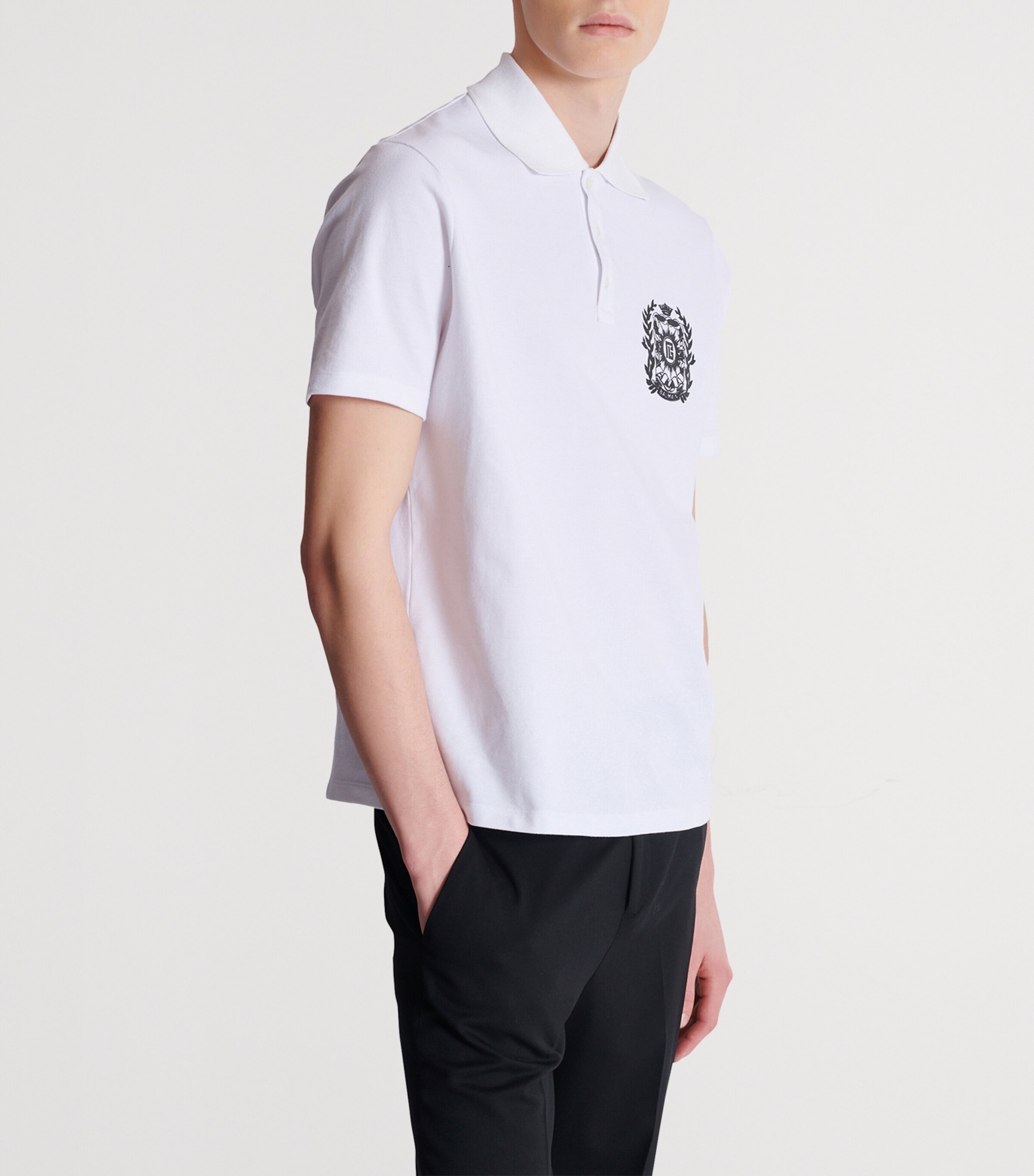 Balmain Cotton Crest Print Polo Shirt | Men Clothing | Polo Shirts | Designers | Balmain Balmain Cotton Crest Print Polo Shirt | Men Clothing | Polo Shirts | Designers | Balmain