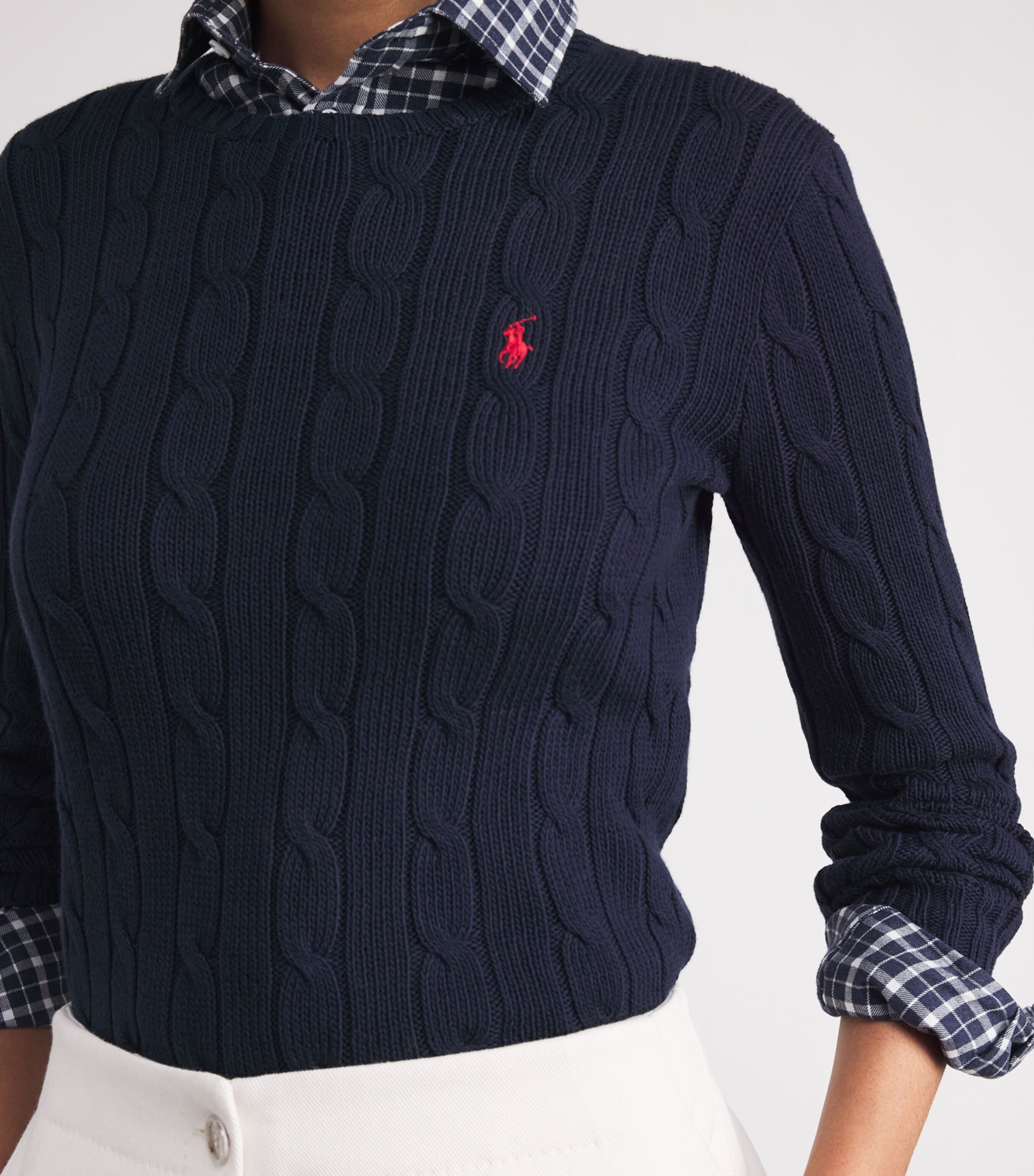 Cotton Cable-Knit Sweater HUNTER NAVY Image 9