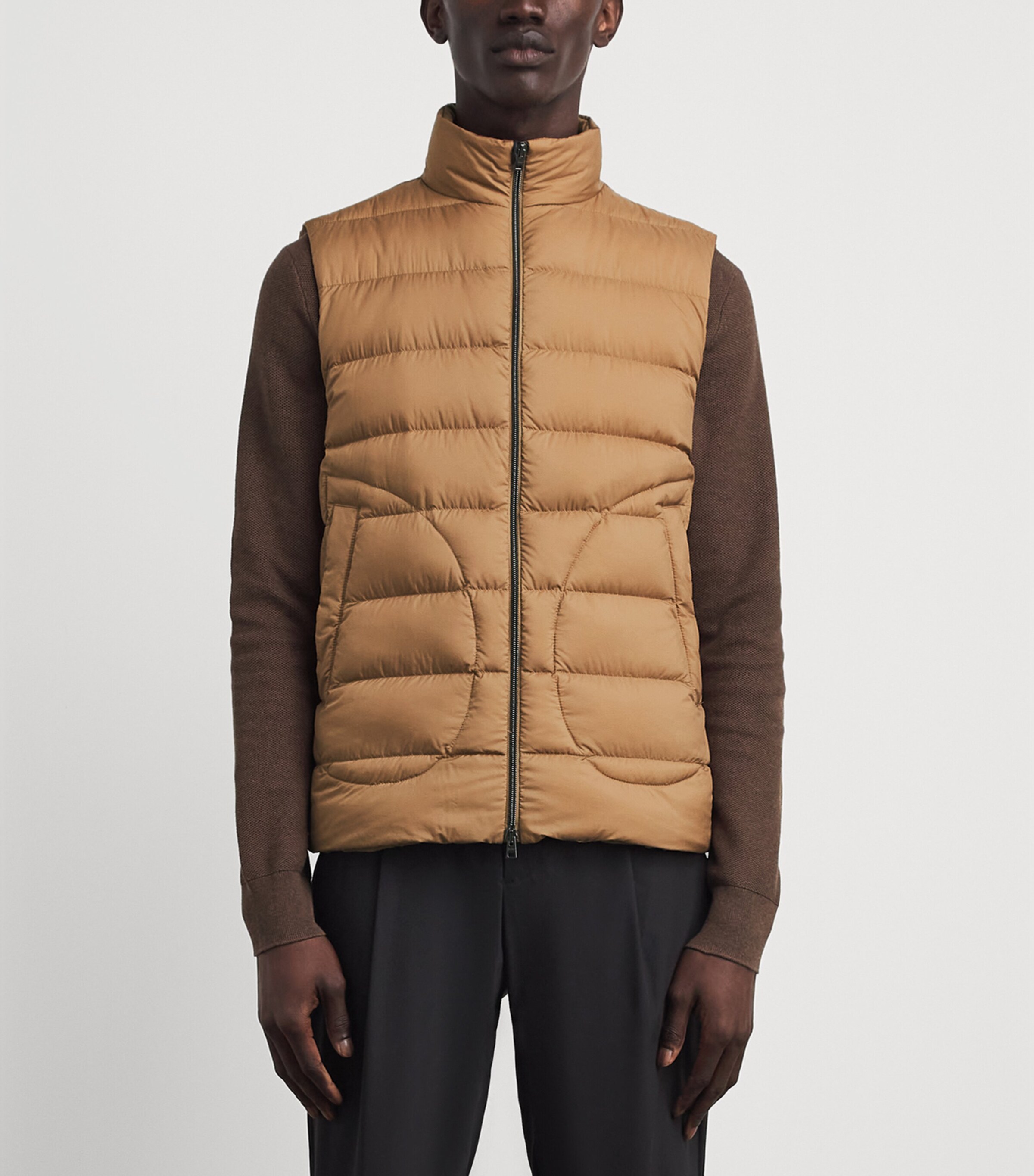 Herno Mens Down Quilted Gilet Cammello Image 4