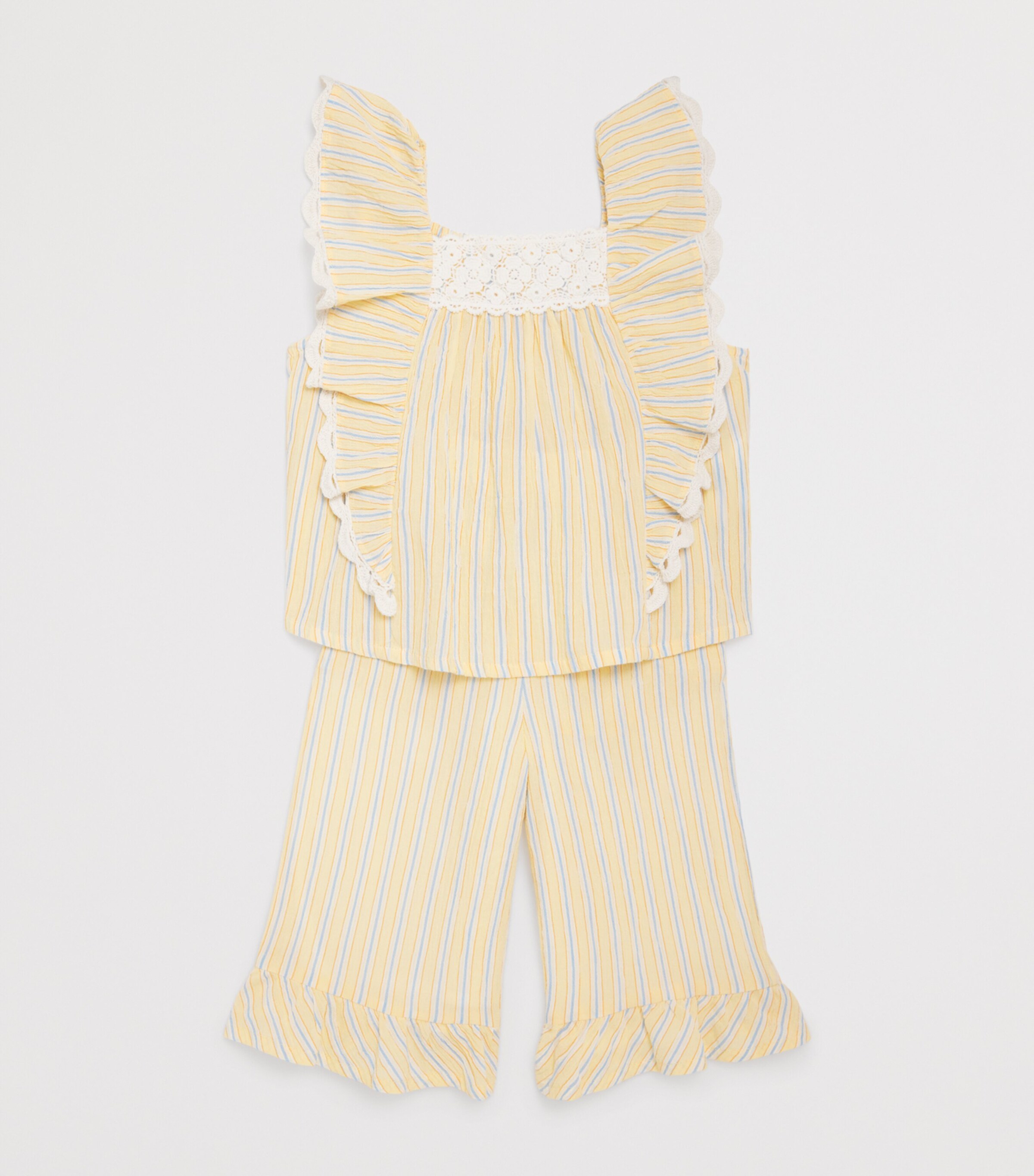 Louise Misha Cotton Stripe Gia Blouse (3-10 Years) Yellow Sunny Stripes Image 3