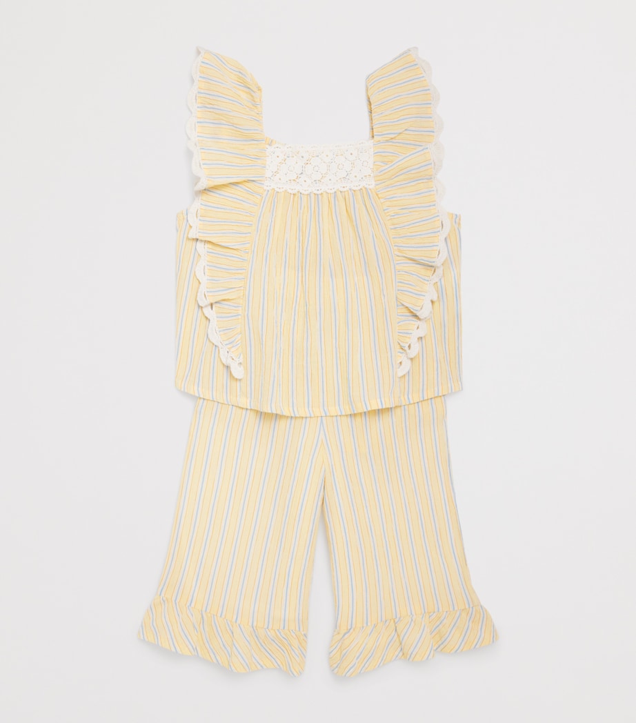 Louise Misha Cotton Stripe Gia Blouse (3-10 Years) Yellow Sunny Stripes Image 3