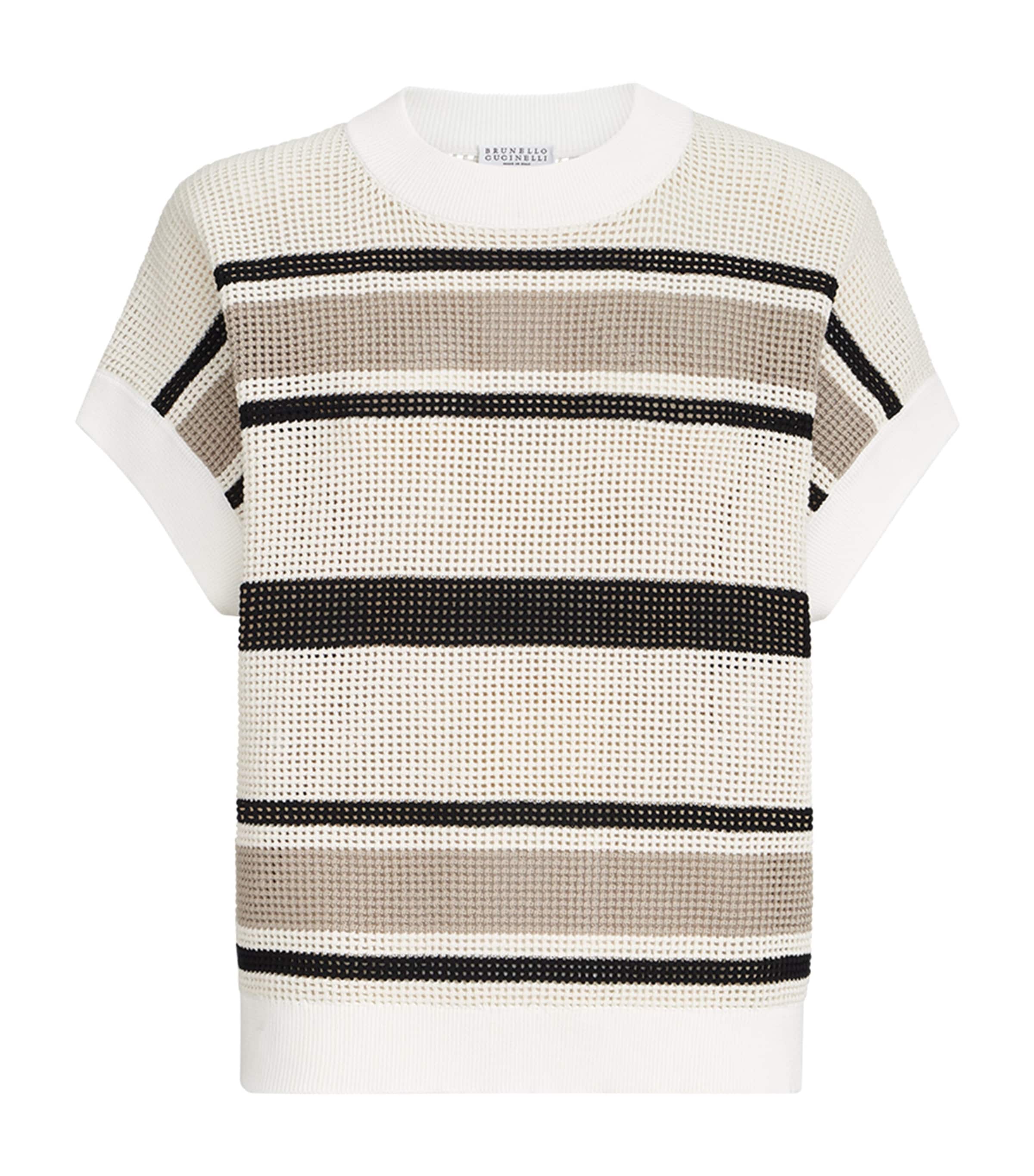 Brunello Cucinelli Womens Cotton Stripe Sweater Vest Image 1